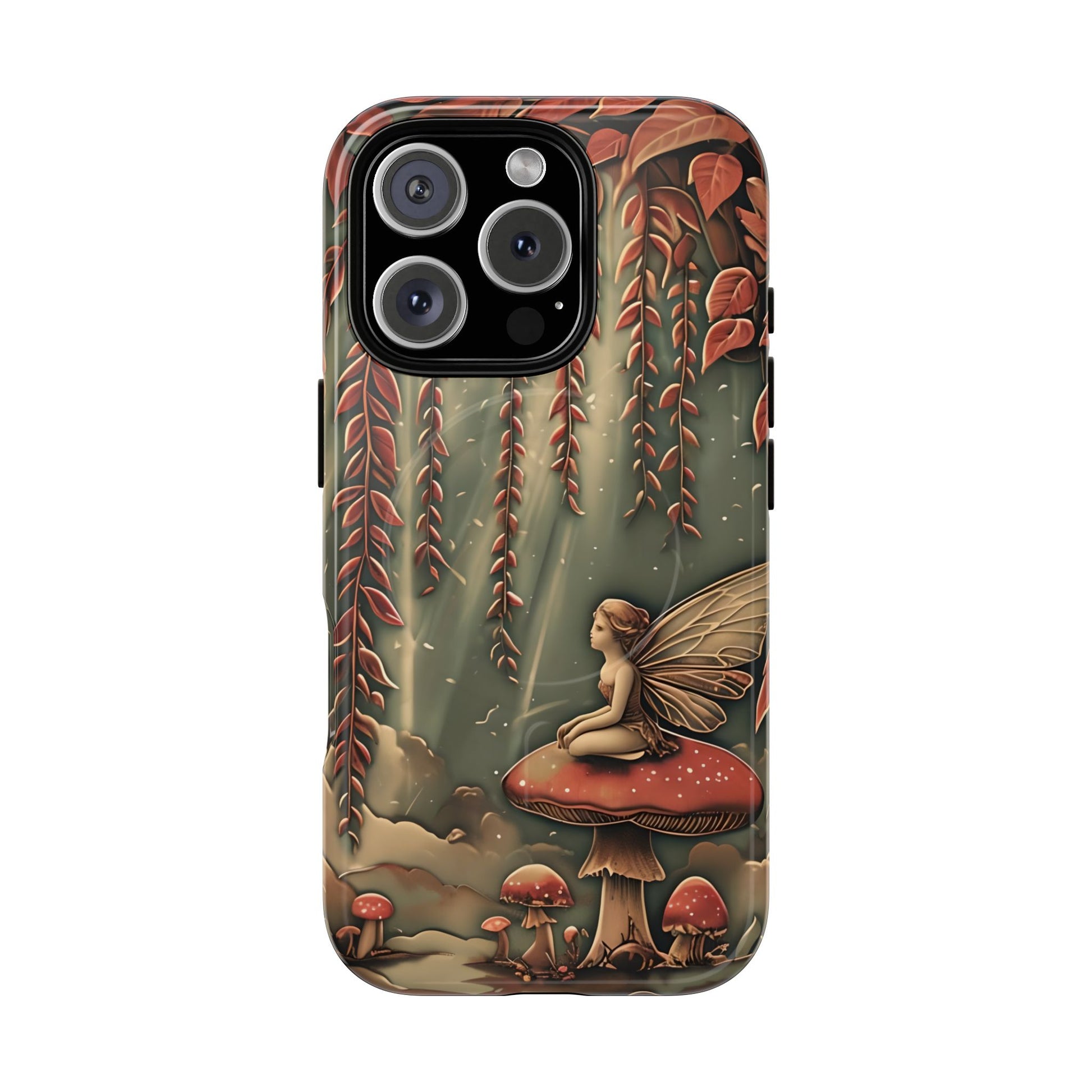 Willow Whisper - Tranquil Nature Art iPhone 16 Pro MagSafe Phone Case - Serene Willow Tree & Meditative Figure Design
