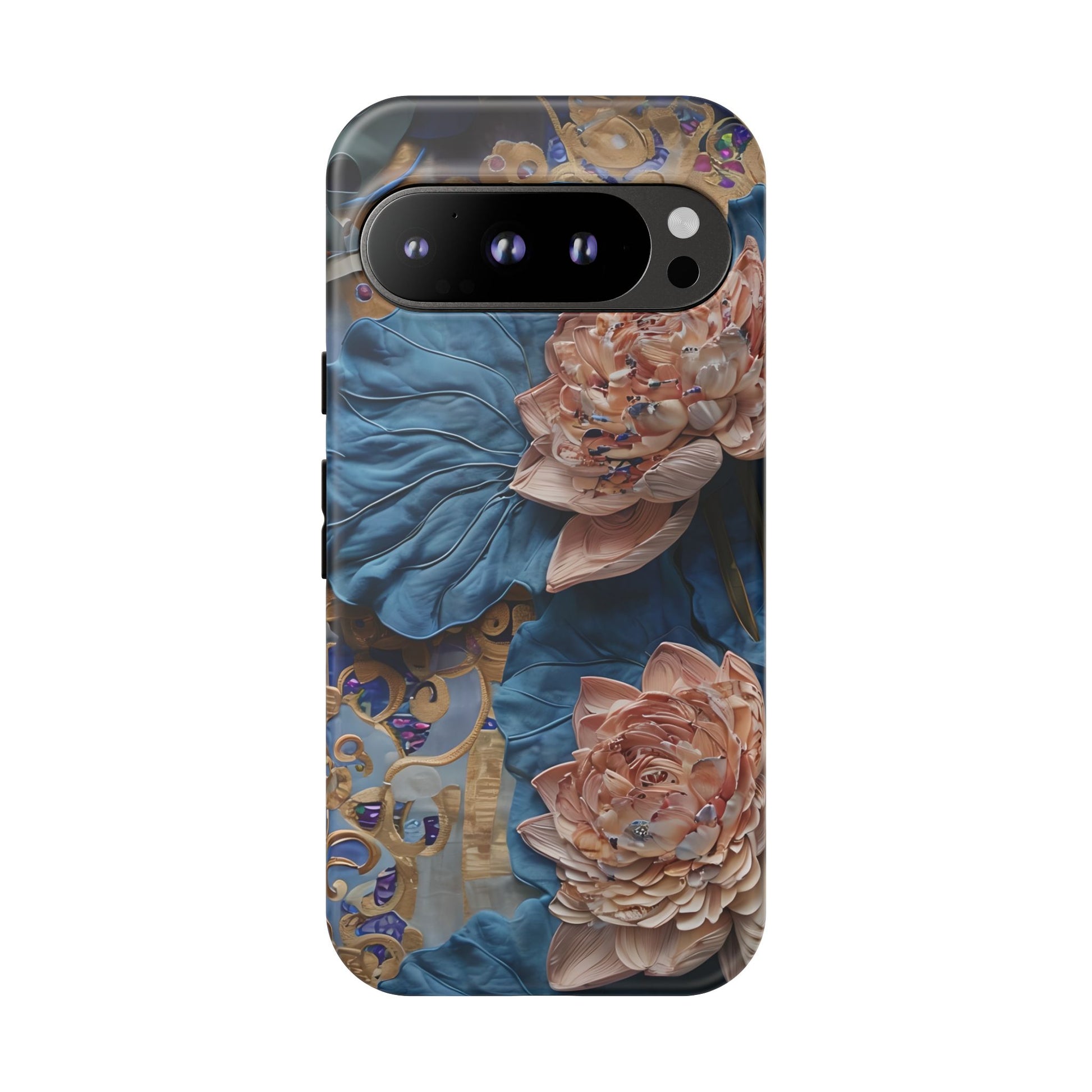 Peony Midnight Tapestry - Google Pixel 9 Pro - Elegant Blue & Blush Artful Phone Cover