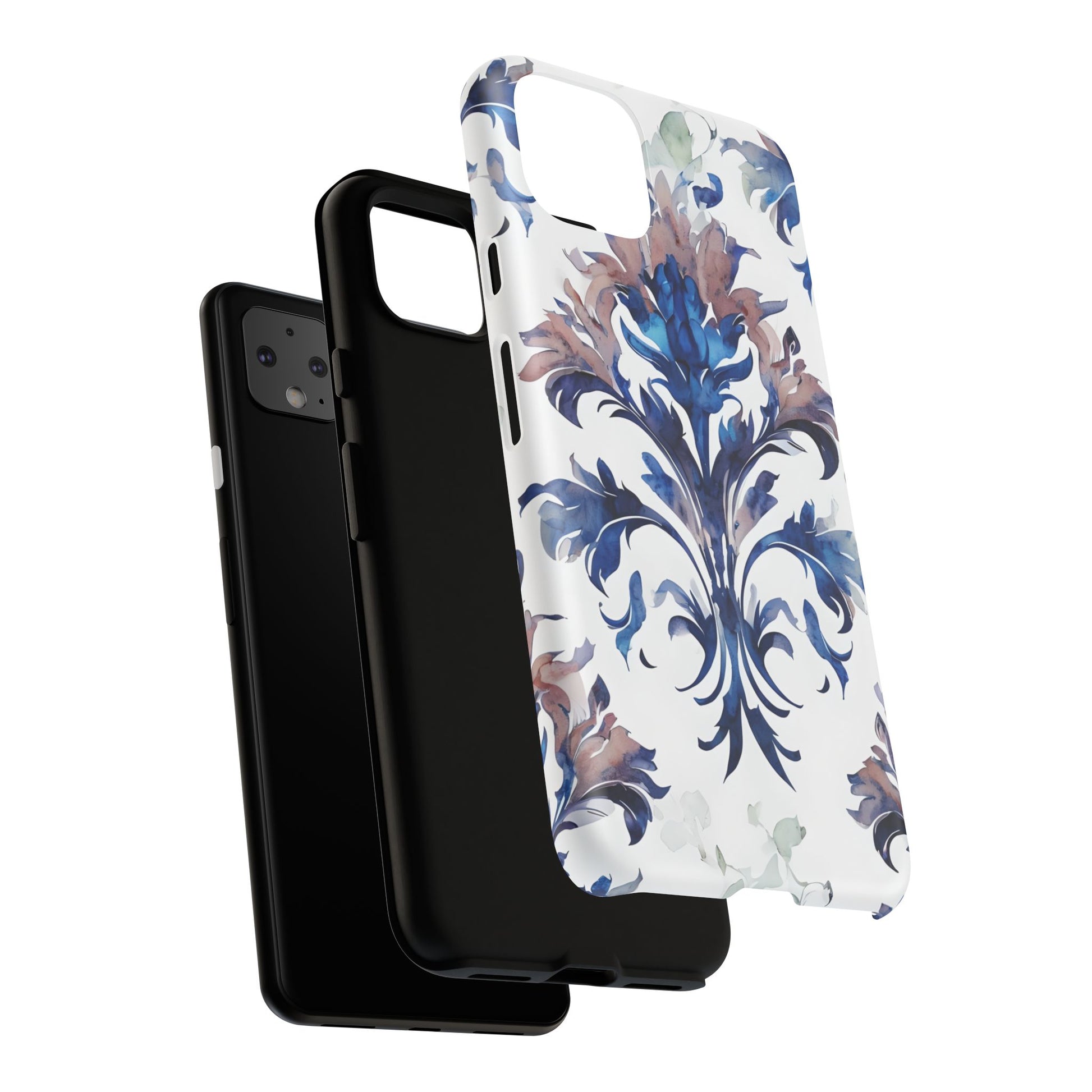 Delft Reverie - Elegant Blue & White Google Pixel 4XL Tough Phone Case - Dutch Delftware-Inspired Floral Design