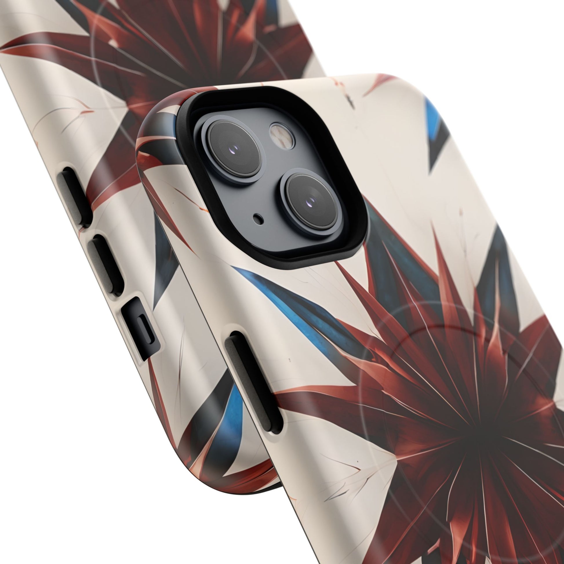 Garnet Starburst - Kaleidoscope Collection Gemstone Floral - iPhone 14 MagSafe Phone Case -Floral Burst Design