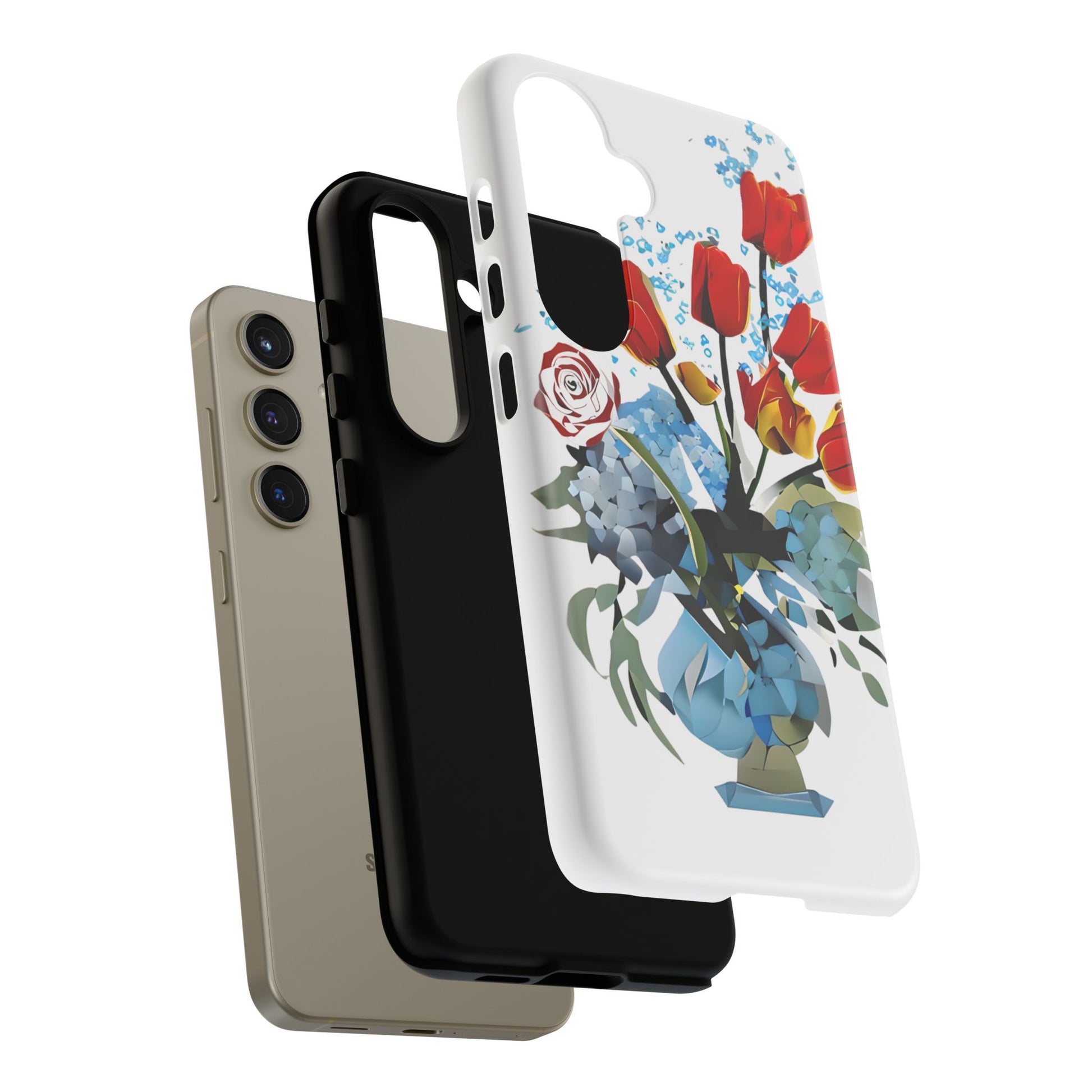 Bouquet Brilliance - Artistic Floral Samsung S24 Phone Case - Vibrant Tulip, Rose & Hydrangea Design