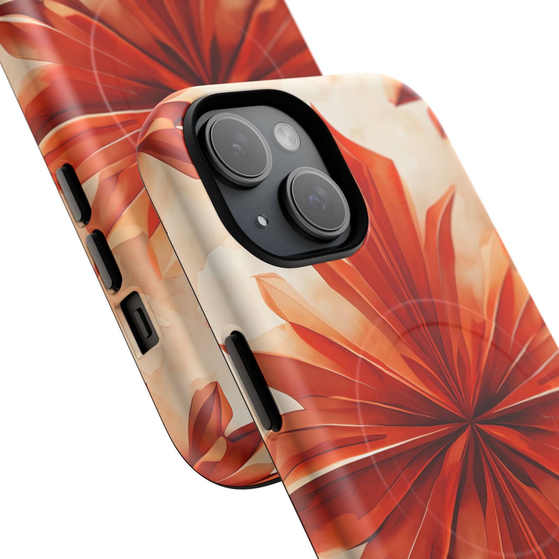 Sunset Fleur iPhone 15 - Kaleidoscope Collection of MagSafe Compatible - Vibrant Sunset Flower Design