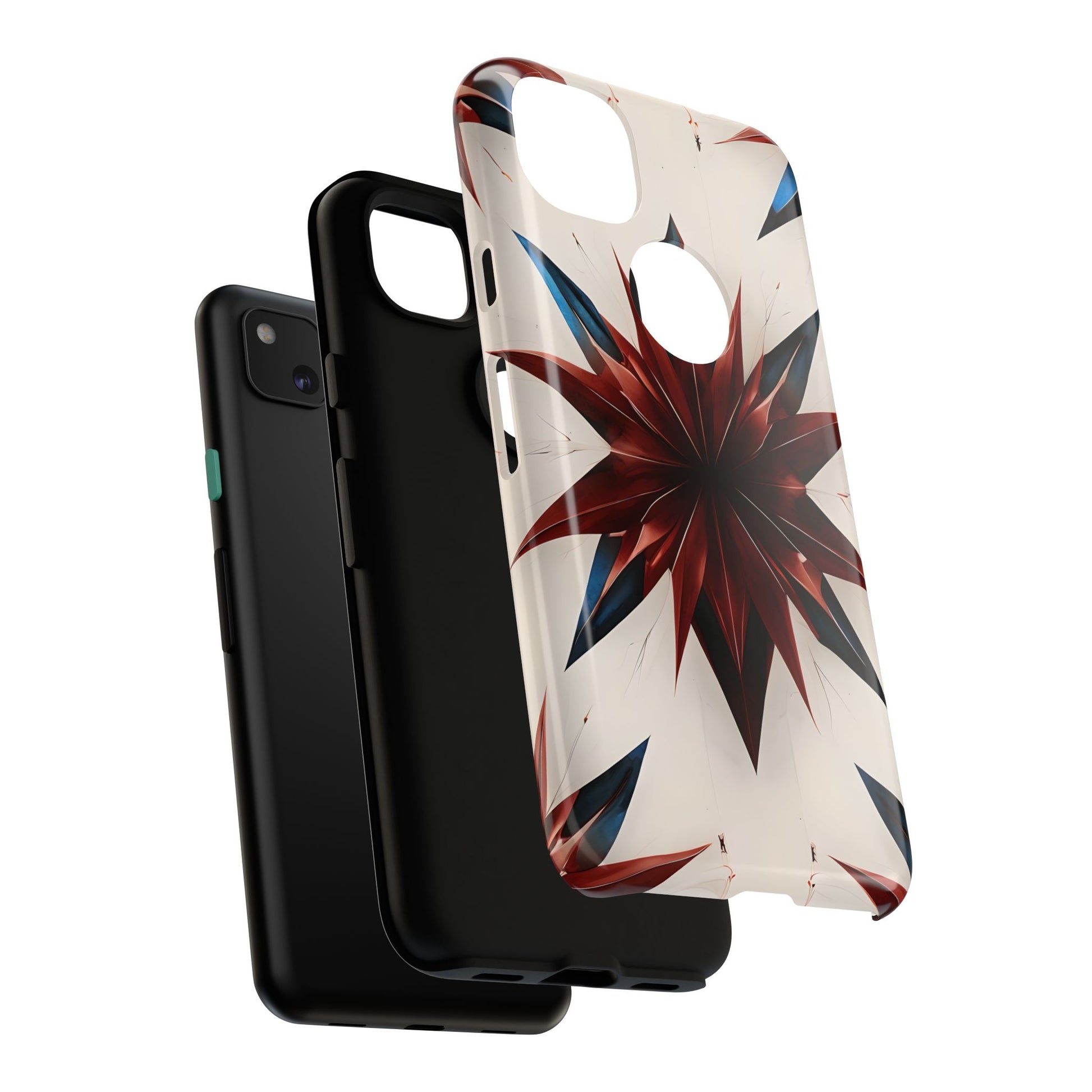Garnet Starburst - Kaleidoscope Collection Gemstone Floral - Google Pixel 4a Tough Phone Case - Floral Burst Design