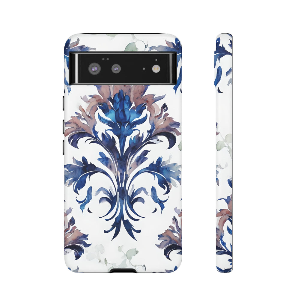 Delft Reverie - Elegant Blue & White Google Pixel 6 Tough Phone Case - Dutch Delftware-Inspired Floral Design