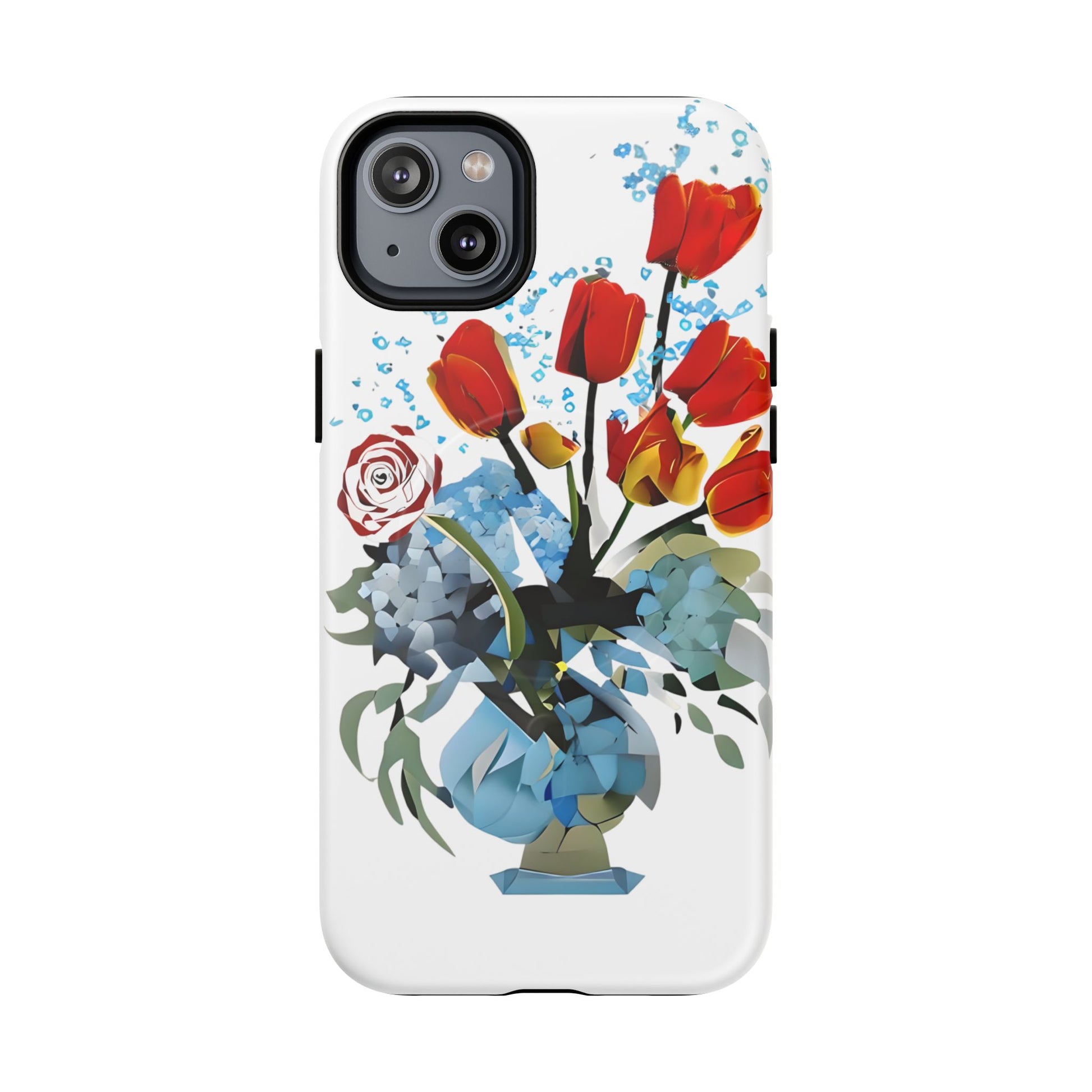 Bouquet Brilliance - Artistic Floral iPhone 14 Plus MagSafe Phone Case - Vibrant Tulip, Rose & Hydrangea Design