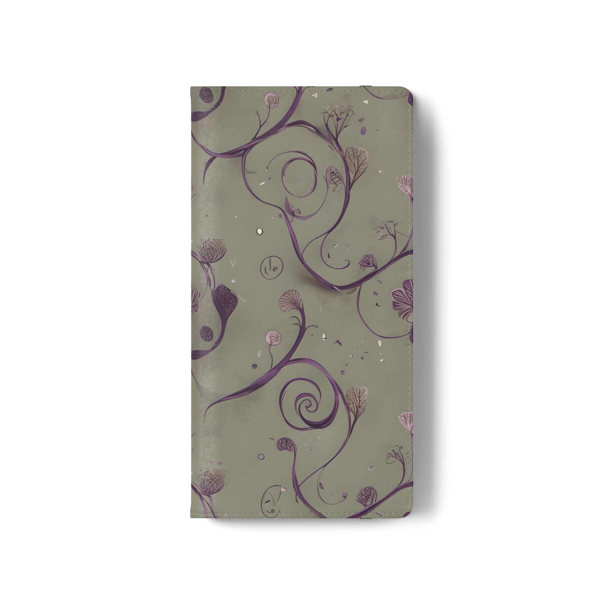 Twilight Thistle Bloom Wallet Phone Case - Elegant Purple Floral Vine Flip Cover for Samsung Galaxy S21 Ultra