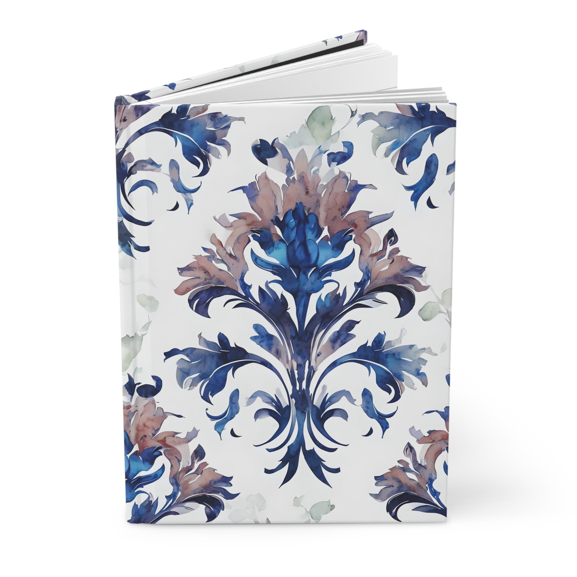 Delft Reverie hardcover journal showing detailed blue botanical artwork on the cover