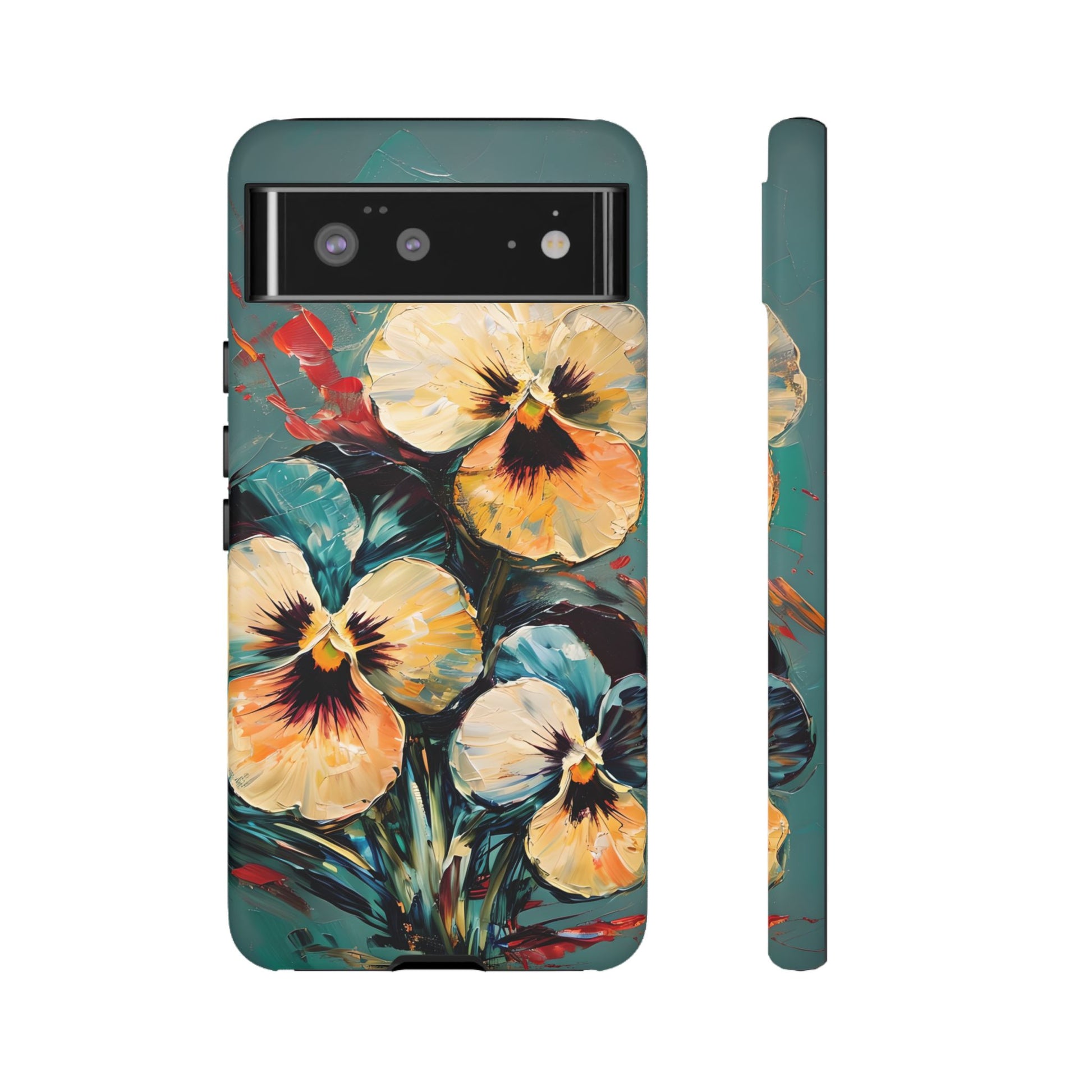 Golden Pansy Cascade Tough Case for Google Pixel 6 - Floral Artistic Shockproof Cover, Elegant Protective Phone Case