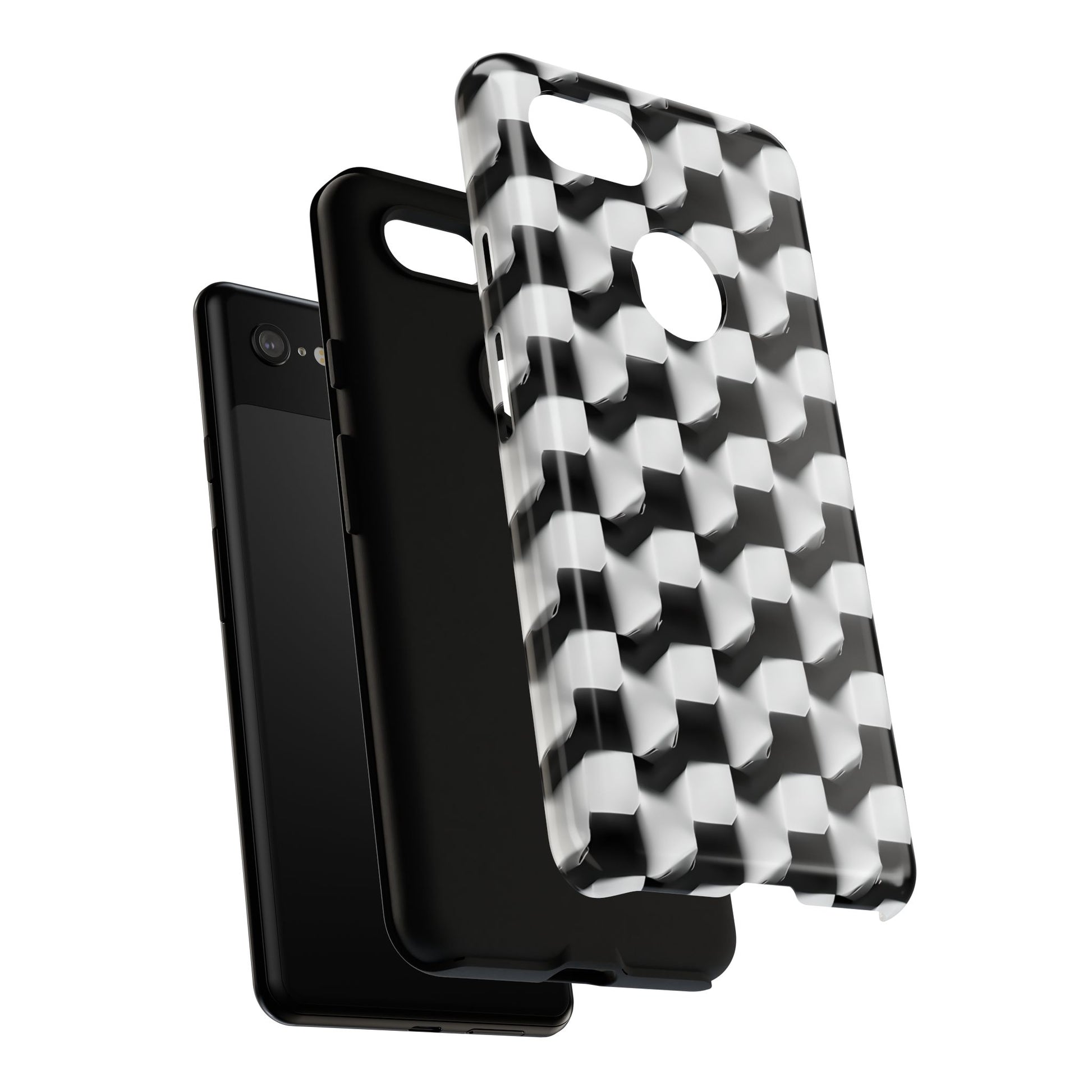 Monochrome Grid Tough Case for Google Pixel 3XL - Classic Checkerboard, Black & White, Minimalist Trend