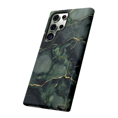Verdant Vein green marble with gold veins Samsung Galaxy phone case angled view
