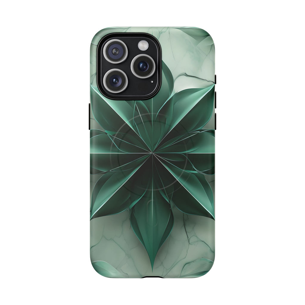 Emerald Bloom - iPhone 15 Pro Max MagSafe Phone Case - Rich Emerald Modern Design