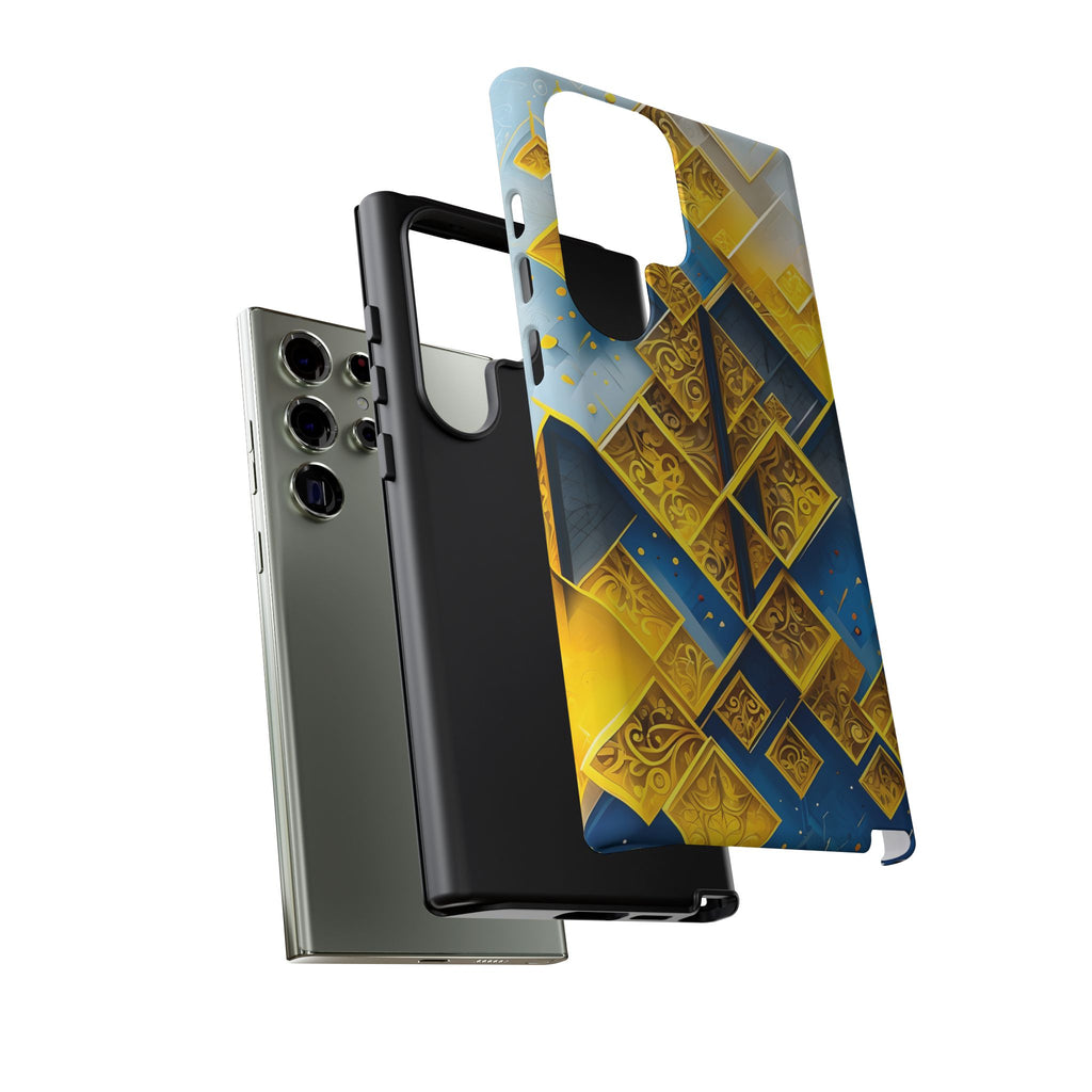 Golden Ascent Luxe Geometric Samsung Galaxy S23 Ultra Tough Case - Elegant Abstract Gold Design