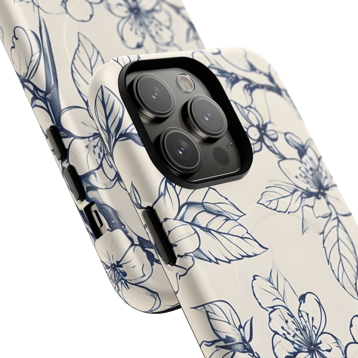 Blossom Sketch - Artistic Blue Floral - iPhone MagSafe Phone Case - Botanical Design