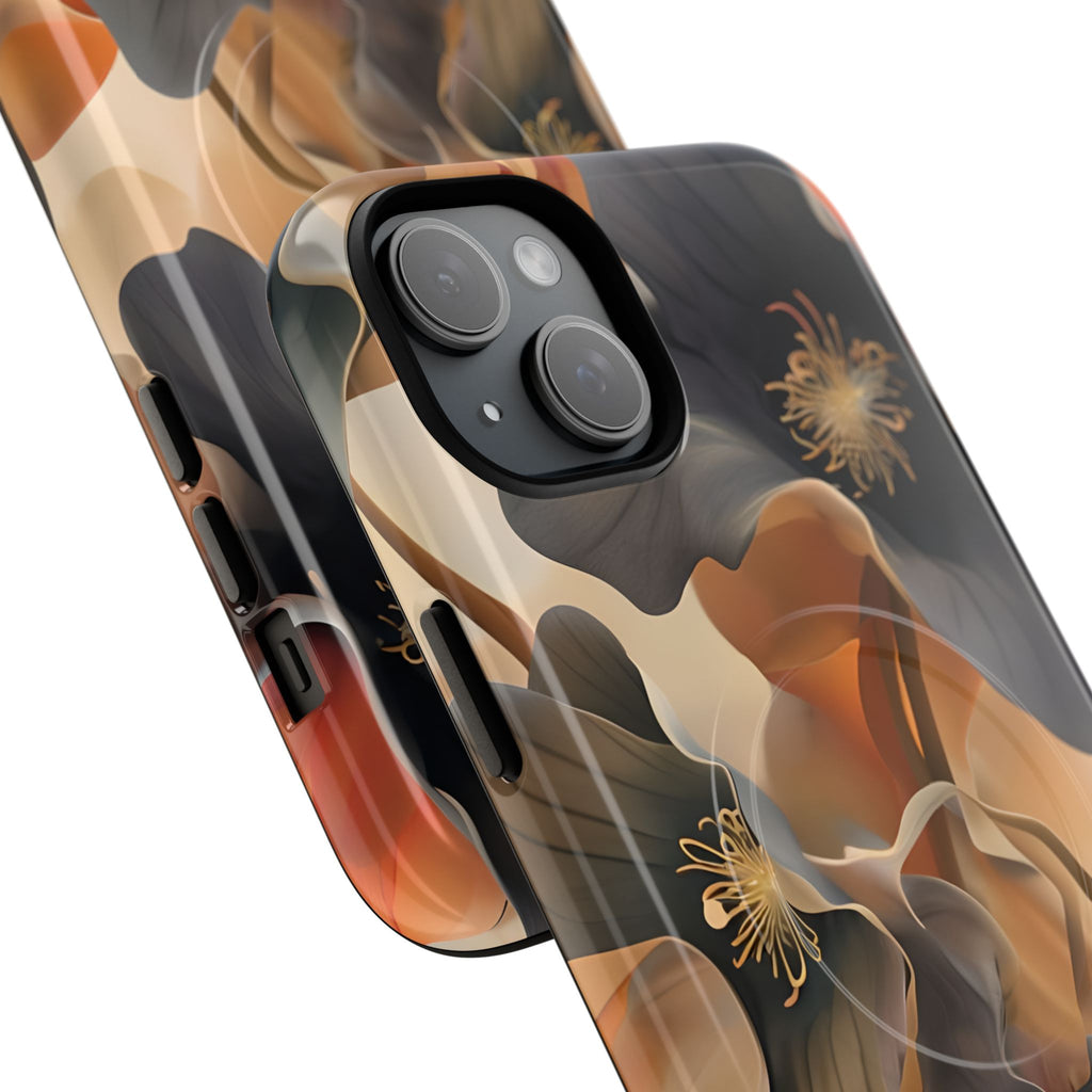 Autumn Ember - Moody Floral Art iPhone 15 Plus MagSafe Phone Case -Warm Earthy Botanical Design