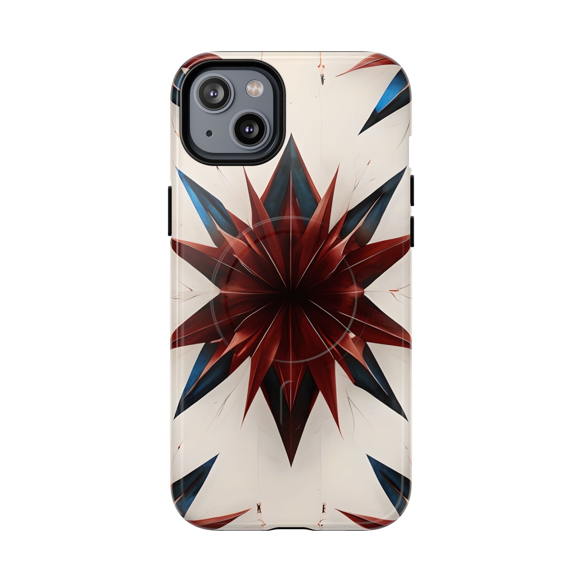 Garnet Starburst - Kaleidoscope Collection Gemstone Floral - iPhone 14 Plus MagSafe Phone Case -Floral Burst Design