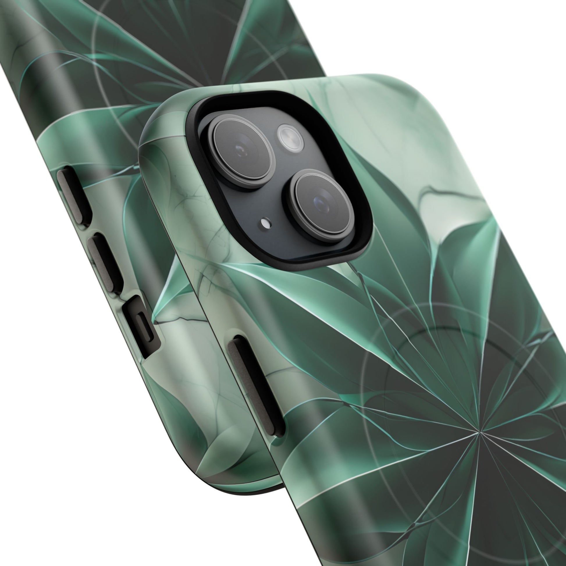 Emerald Bloom - iPhone 15 MagSafe Phone Case - Rich Emerald Modern Design