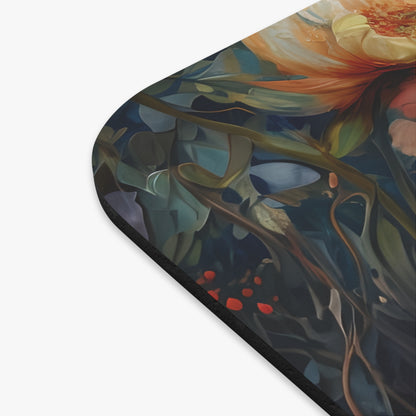 Close-up of Waterlily Nocturne mouse pad showing printed floral design detail