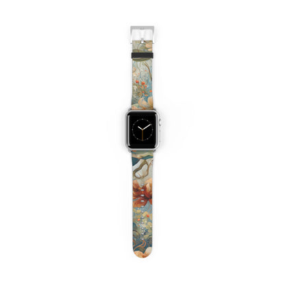 Waterlily Dreamscape Designer Apple Watch Band - Premium Custom Strap for Series 1-9, SE & Ultra - Artistic Vegan Leather