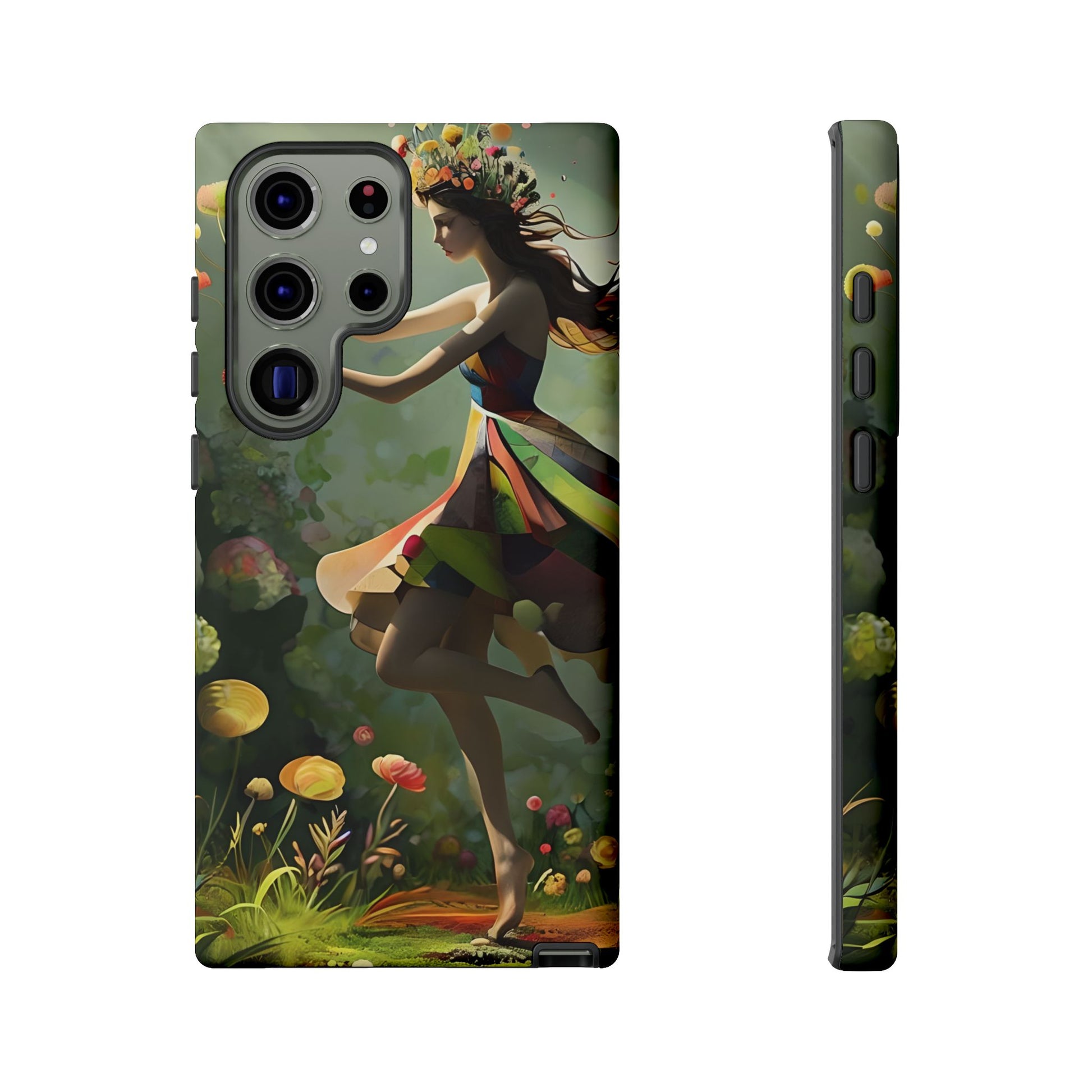 Dancing Wildflower Muse Samsung Galaxy S23 Ultra Tough Case - Artistic Floral Fantasy Cover - Whimsical Nature-Inspired Protective Accessory