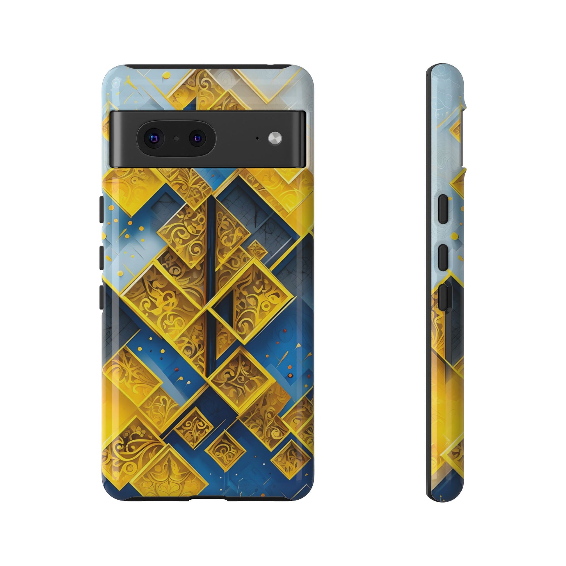 Golden Ascent Luxe Geometric Google Pixel 7 Tough Case - Elegant Abstract Gold Design