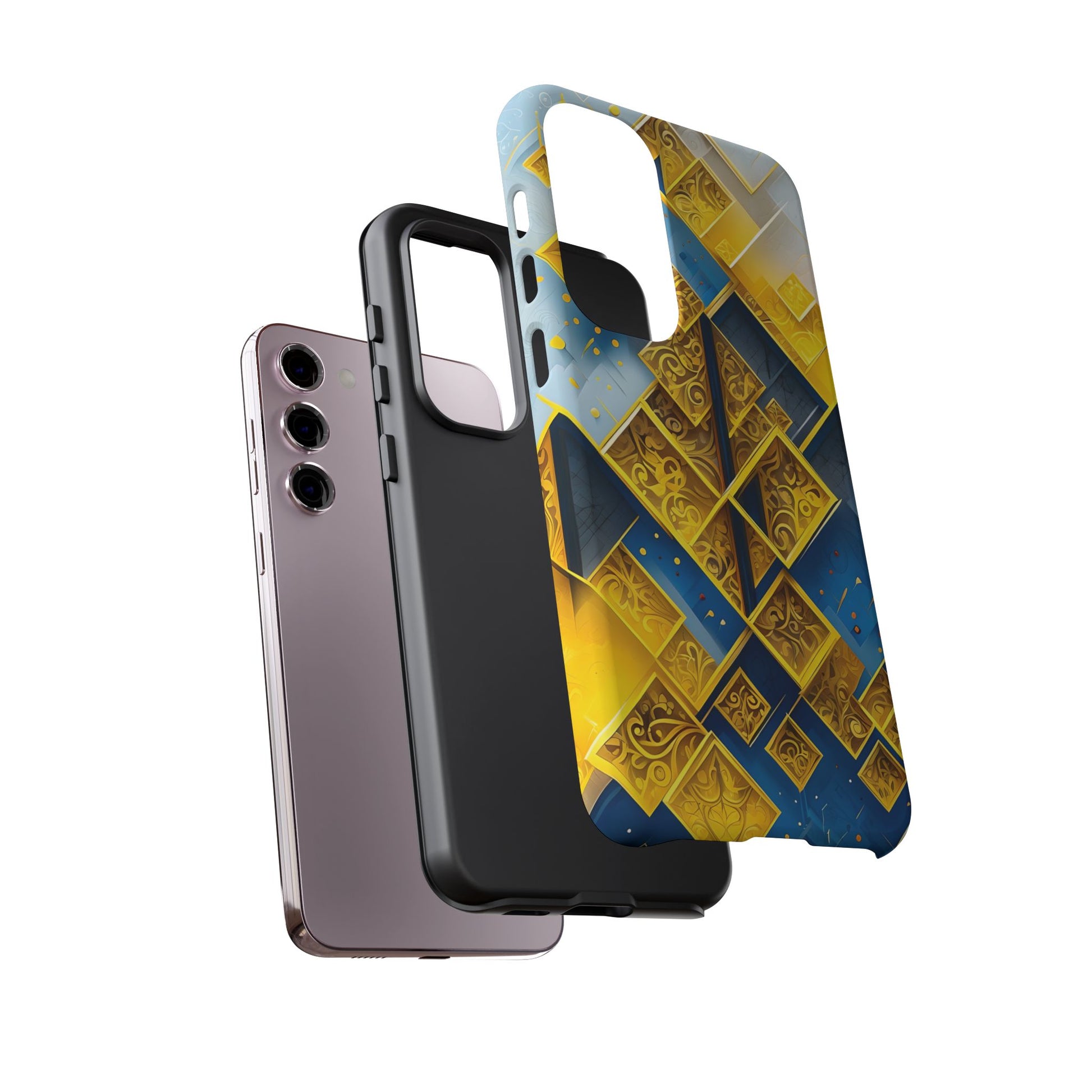 Golden Ascent Luxe Geometric Samsung Galaxy S23 Plus Tough Case - Elegant Abstract Gold Design