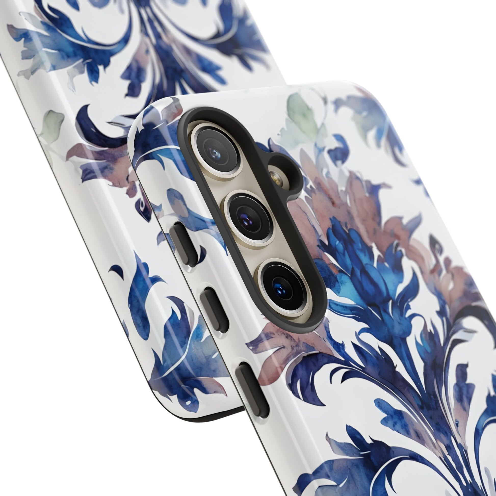 Delft Reverie - Elegant Blue & White Samsung S24 Tough Phone Case - Dutch Delftware-Inspired Floral Design