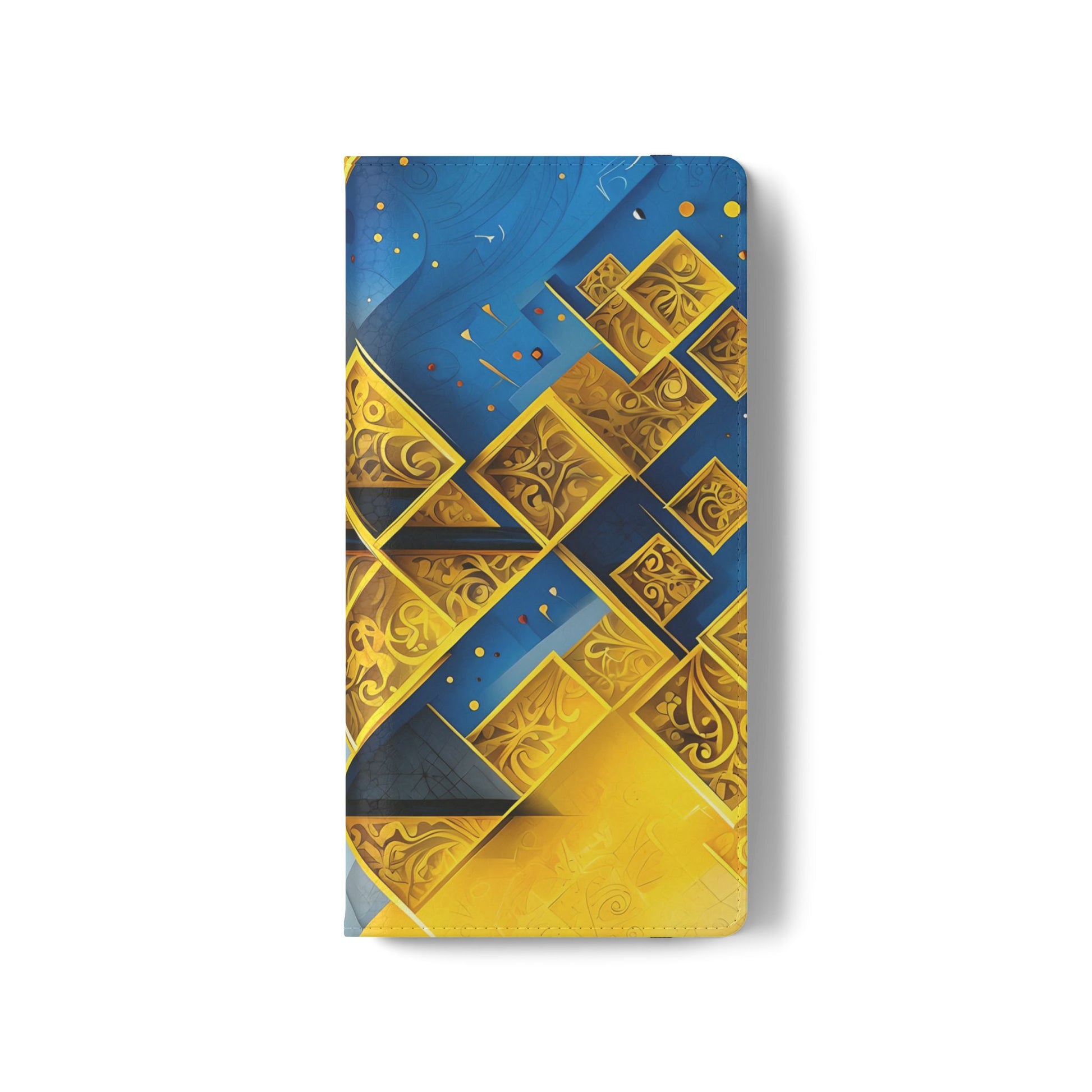 Golden Ascent Wallet Phone Case - Abstract Yellow & Blue Flip Cover for Samsung Galaxy S21 Ultra