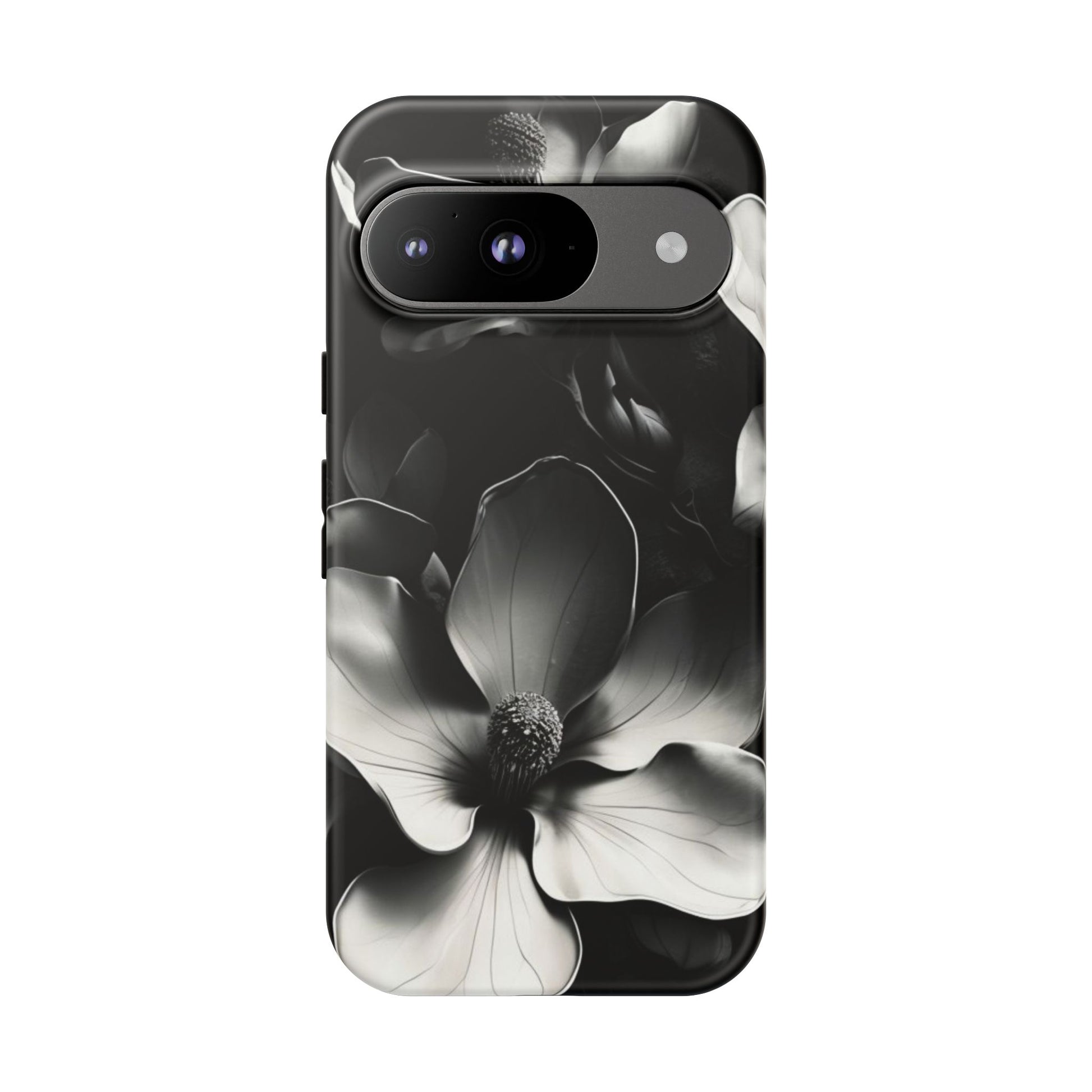 Monochrome Magnolia - Elegant Black & White Floral Google Pixel 9 Tough Phone Case - Artistic Magnolia Design