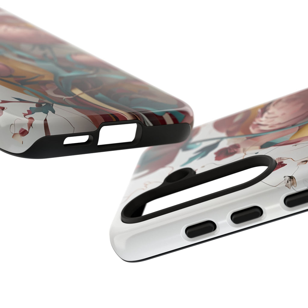 Blushing Peony Veil - Elegant Painterly Floral Samsung Galaxy S24 Tough Phone Case - Soft Blush & Teal Peony Design