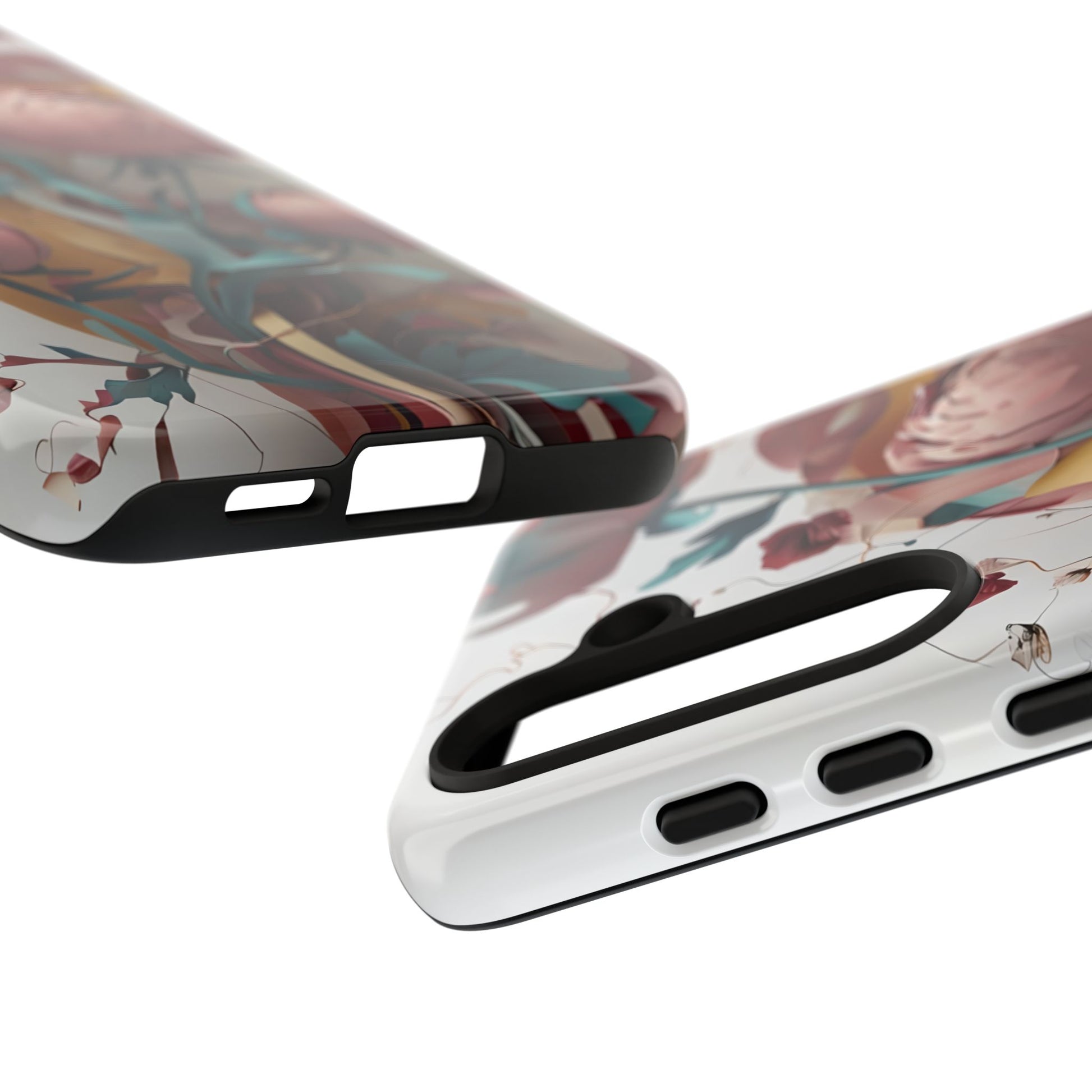 Blushing Peony Veil - Elegant Painterly Floral Samsung Galaxy S24 Tough Phone Case - Soft Blush & Teal Peony Design