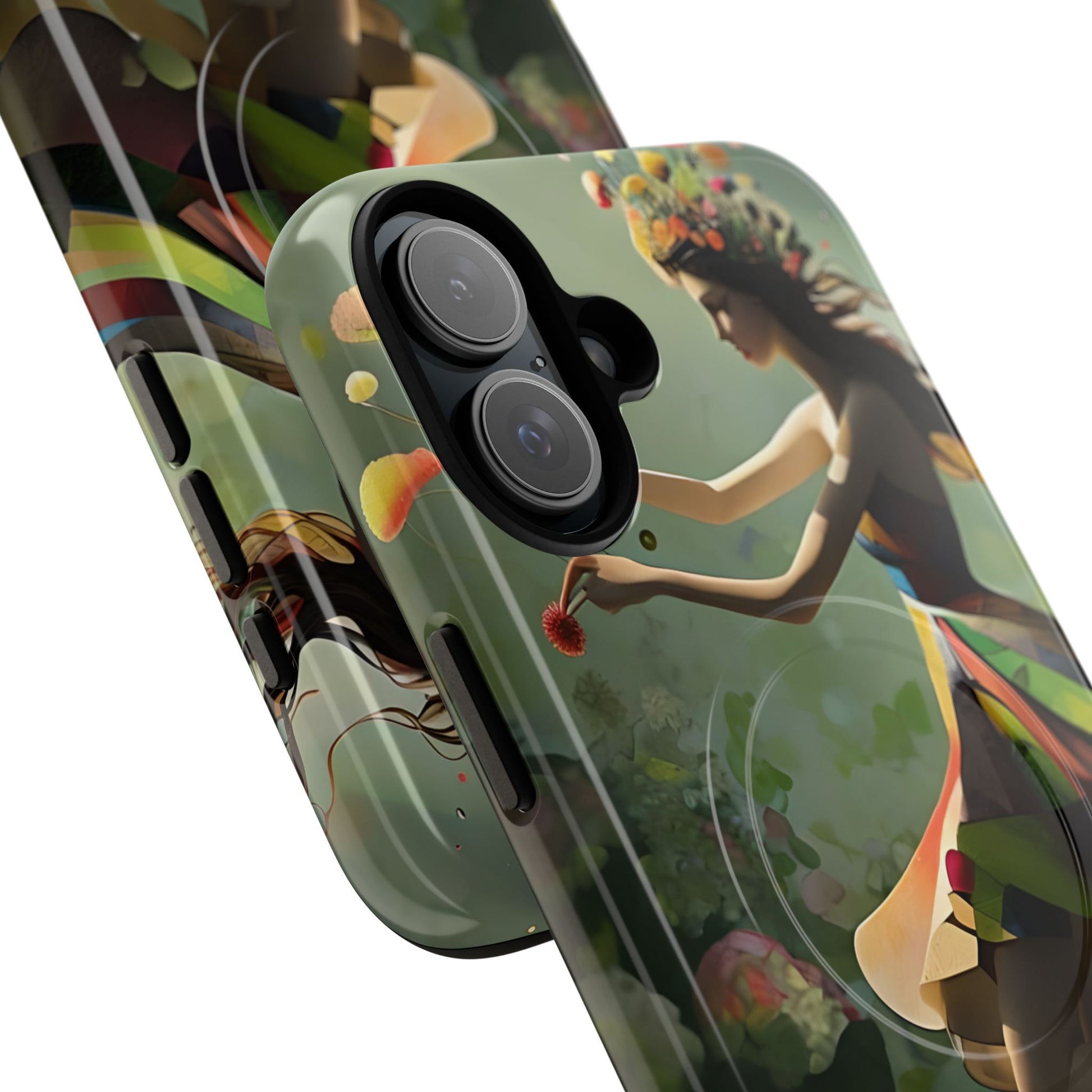 Dancing Wildflower Muse iPhone 16 Plus - Artistic Floral Fantasy Cover - MagSafe Compatible - Whimsical Nature-Inspired Protective Accessory