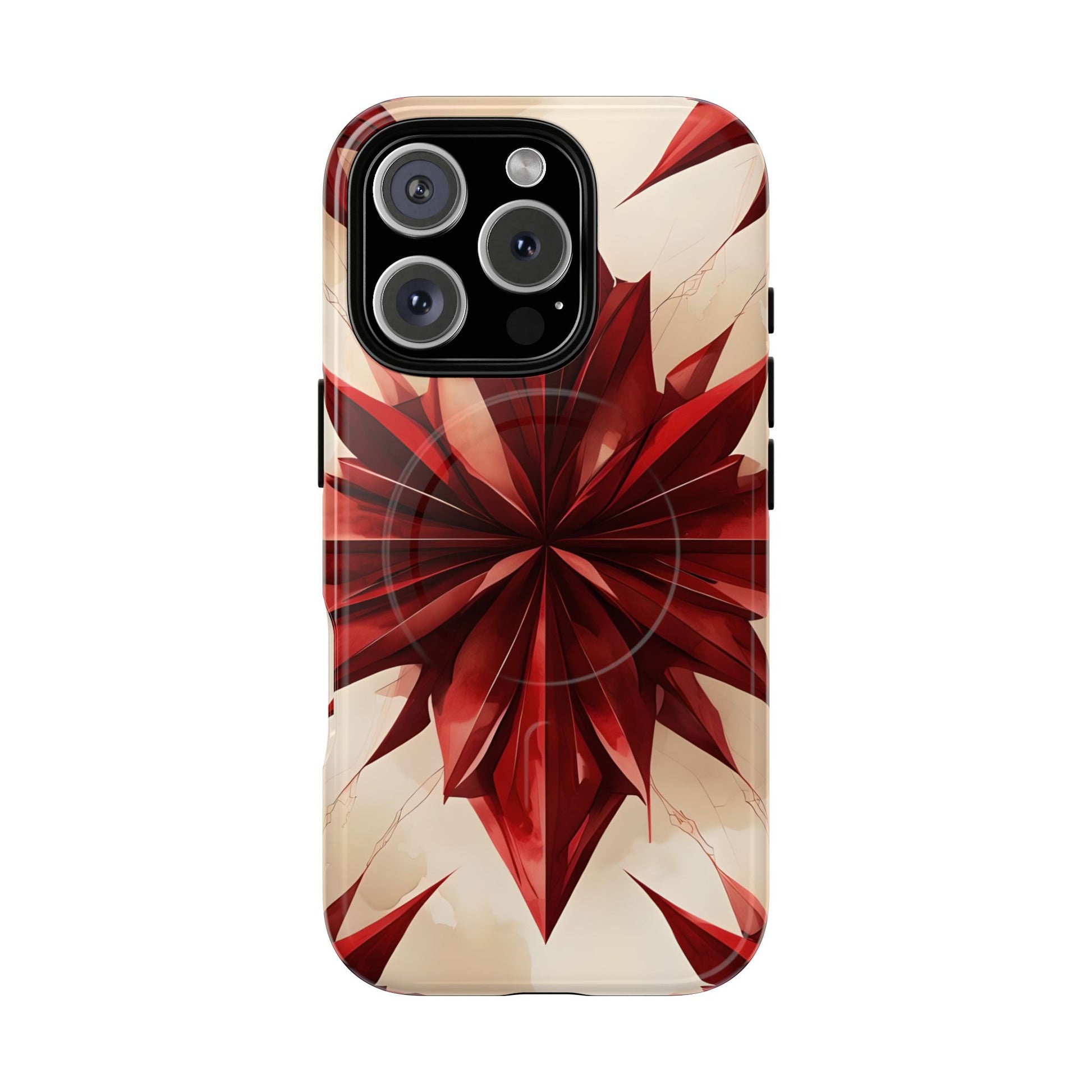 Ruby Compass iPhone 16 Pro MagSafe Phone Case - Bold Red Modern Design