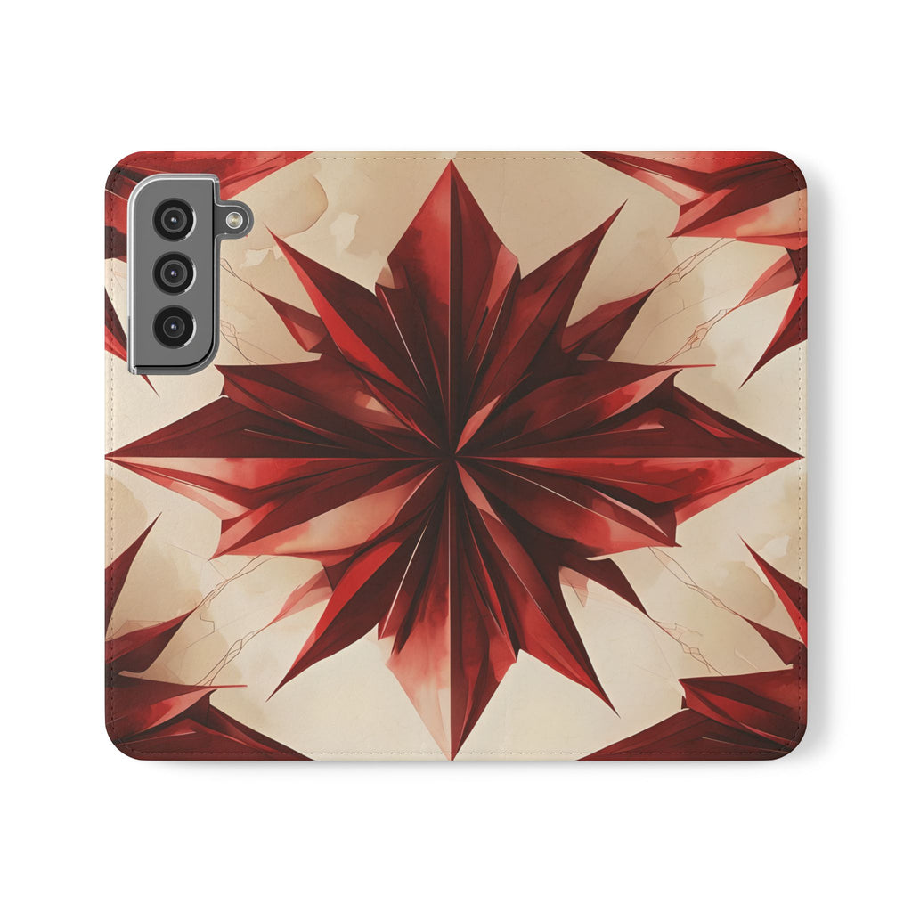 Ruby Compass Samsung Galaxy S22 Wallet Case - Bold Geometric Flip Cover with Card Slots