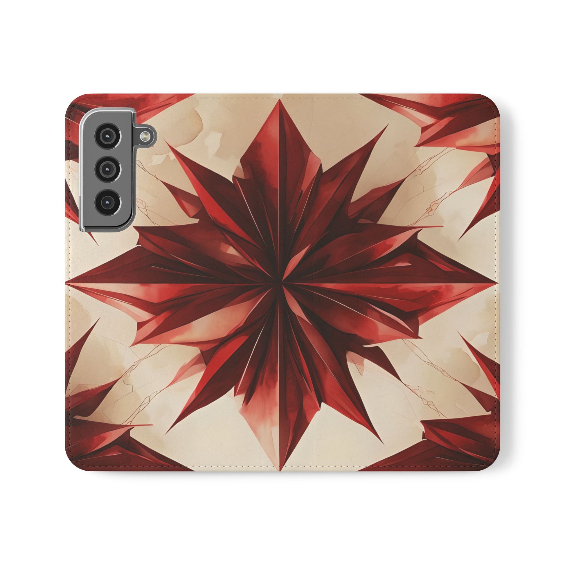 Ruby Compass Samsung Galaxy S22 Wallet Case - Bold Geometric Flip Cover with Card Slots