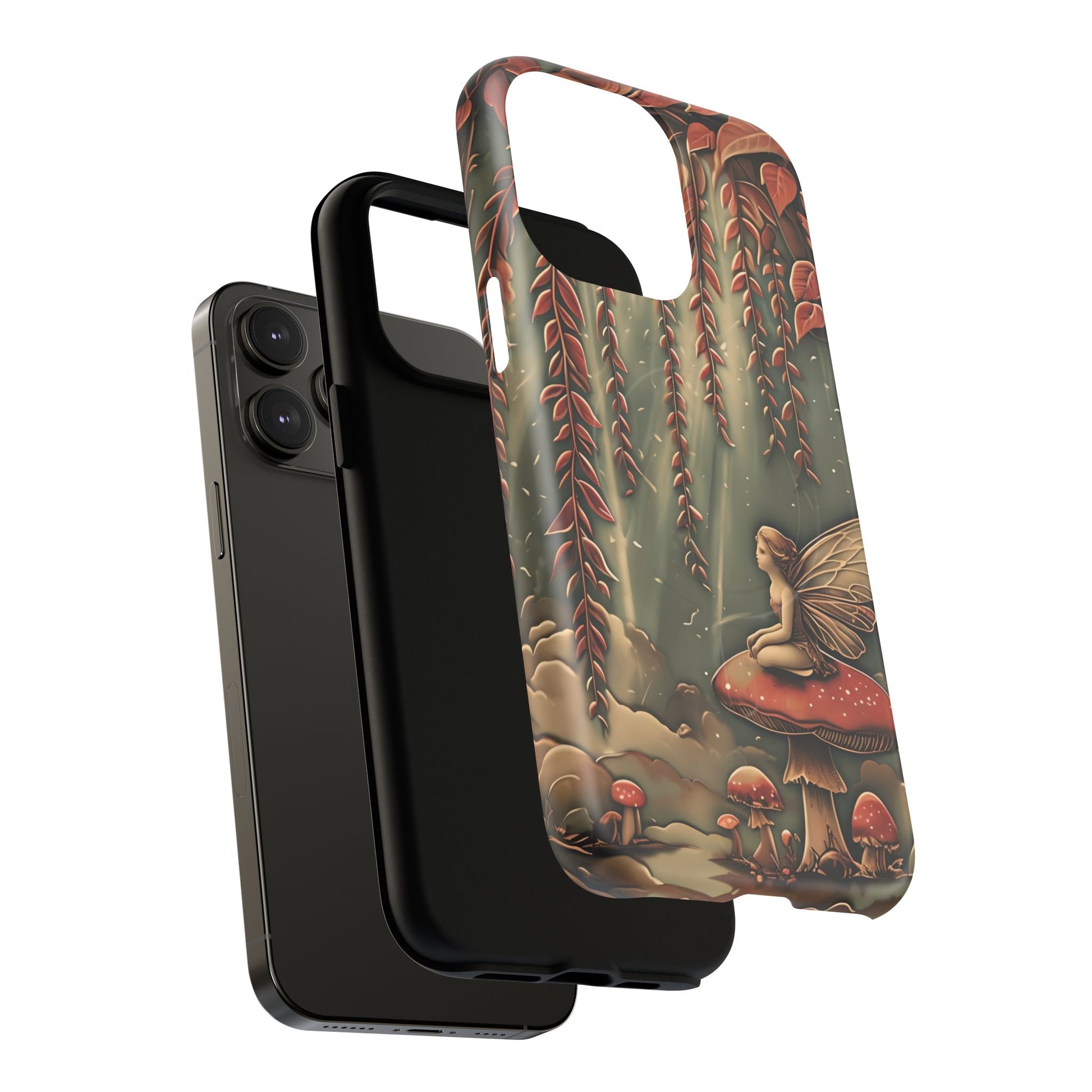 Willow Whisper - Tranquil Nature Art iPhone 14 Pro Max MagSafe Phone Case - Serene Willow Tree & Meditative Figure Design