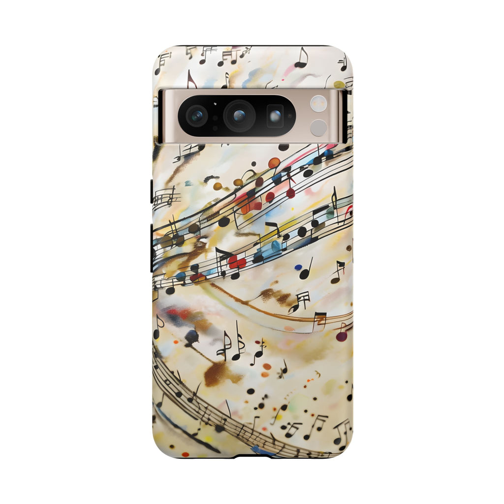 Melodic Flow Abstract Music Notes Tough Case for Google Pixel 8 Pro - Shockproof Phone Cover