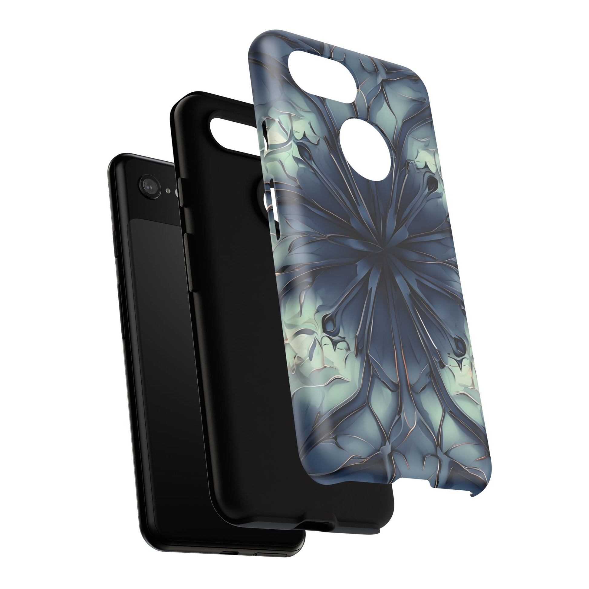 Indigo Mosaic - Artistic Kaleidoscope Collection Artistic Floral - Google Pixel 3 Tough Phone Case - Bold Blue Symmetrical Design