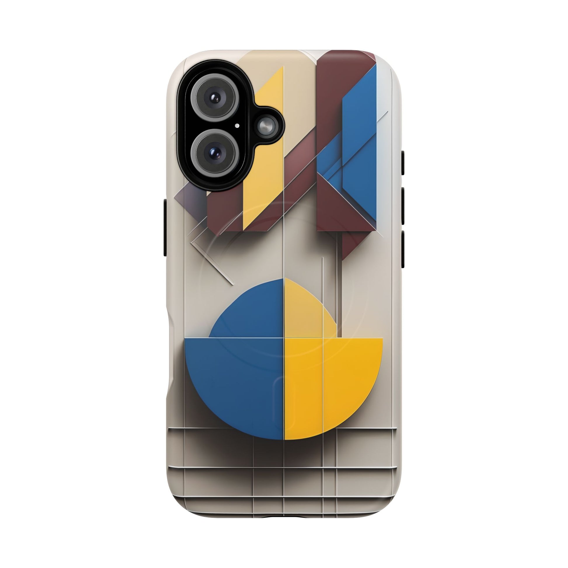 Chromatic Construct iPhone 16 MagSafe Phone Case -Modern Geometrical Design, Primary Colors