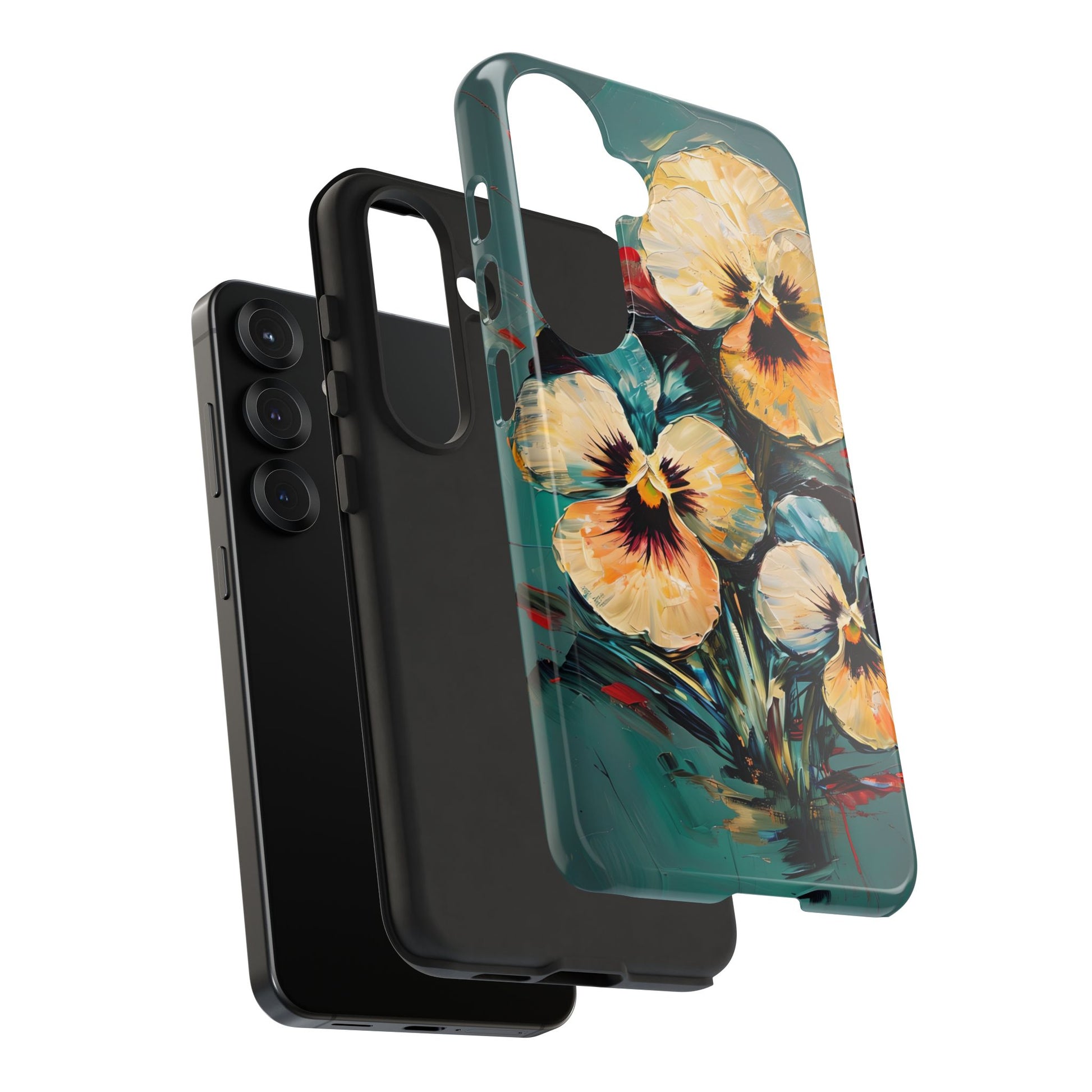 Golden Pansy Cascade Case for Samsung Galaxy S25 - Premium Shockproof Designer Phone Cover
