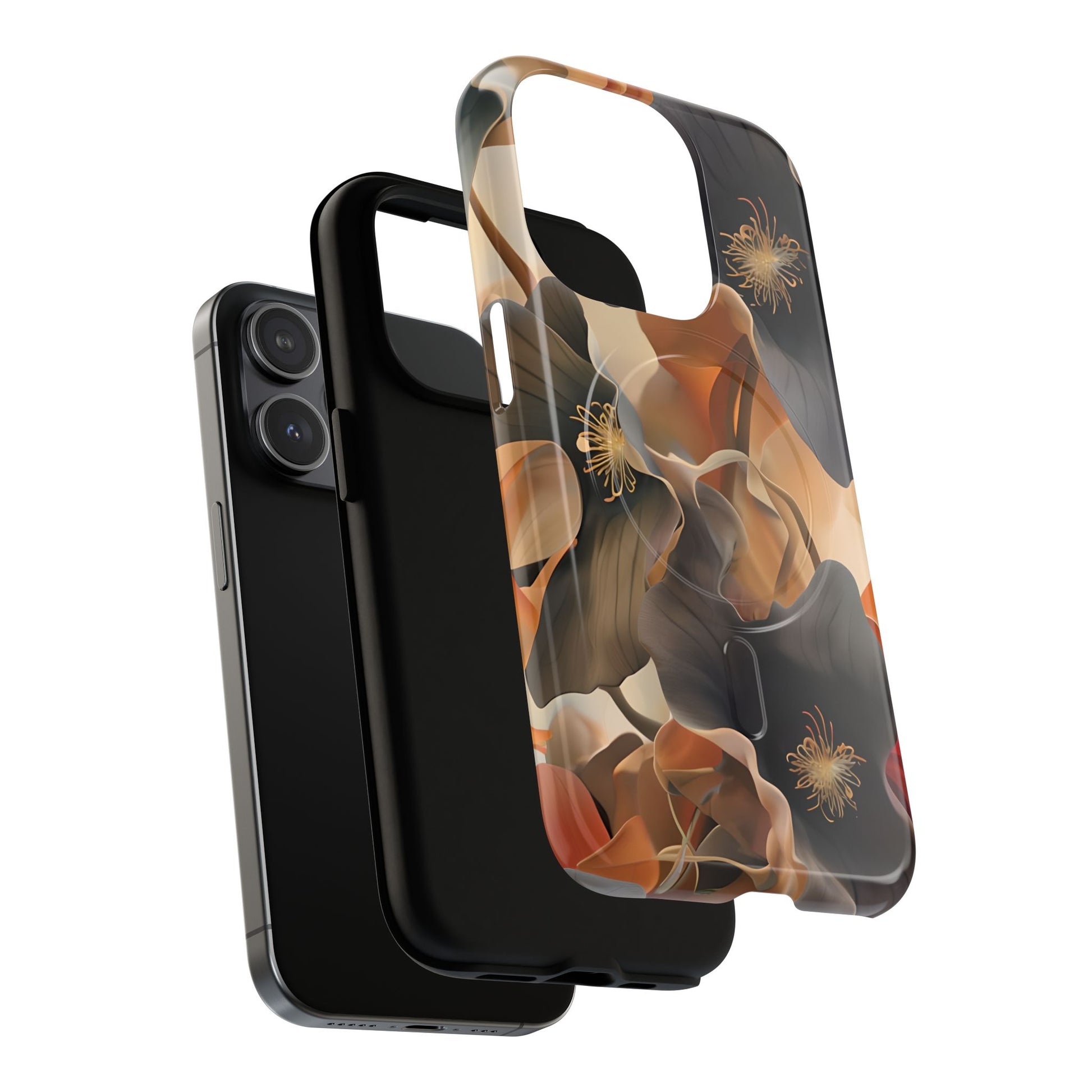 Autumn Ember - Moody Floral Art iPhone 15 Pro MagSafe Phone Case -Warm Earthy Botanical Design