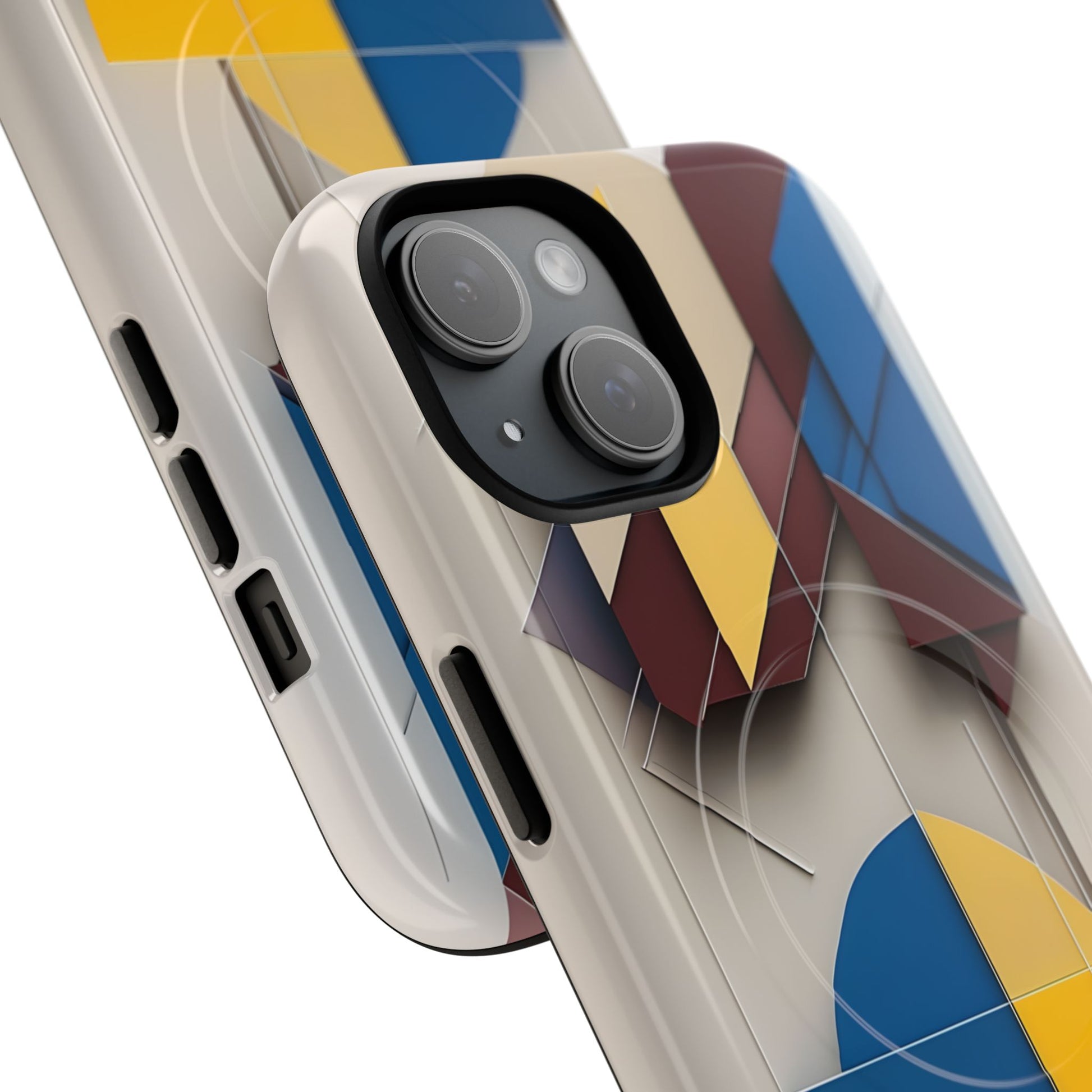 Chromatic Construct iPhone 15 MagSafe Phone Case -Modern Geometrical Design, Primary Colors