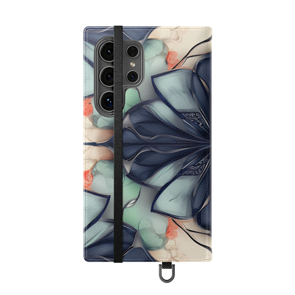 Midnight Mosaic - Abstract Floral Flip Phone Case for Samsung Galaxy S24 Ultra