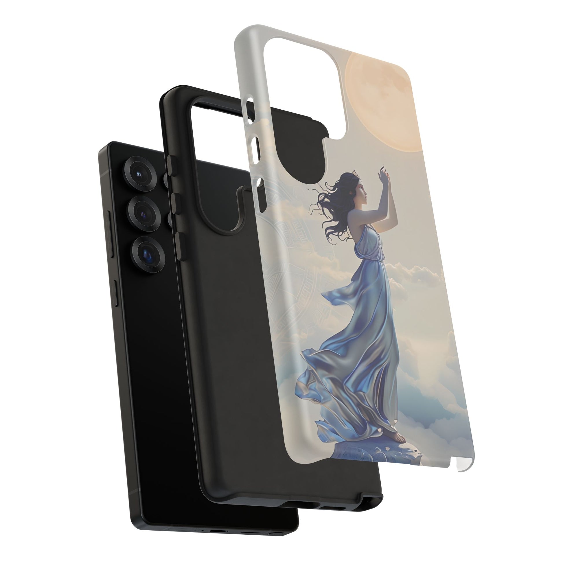Moonlit Ascend - Ethereal Celestial Art Samsung Galaxy S25 Ultra Tough Phone Case - Dreamy Night Sky & Floating Woman Design