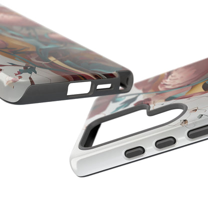 Blushing Peony Veil - Elegant Painterly Floral Samsung Galaxy Tough Phone Case - Soft Blush & Teal Peony Design