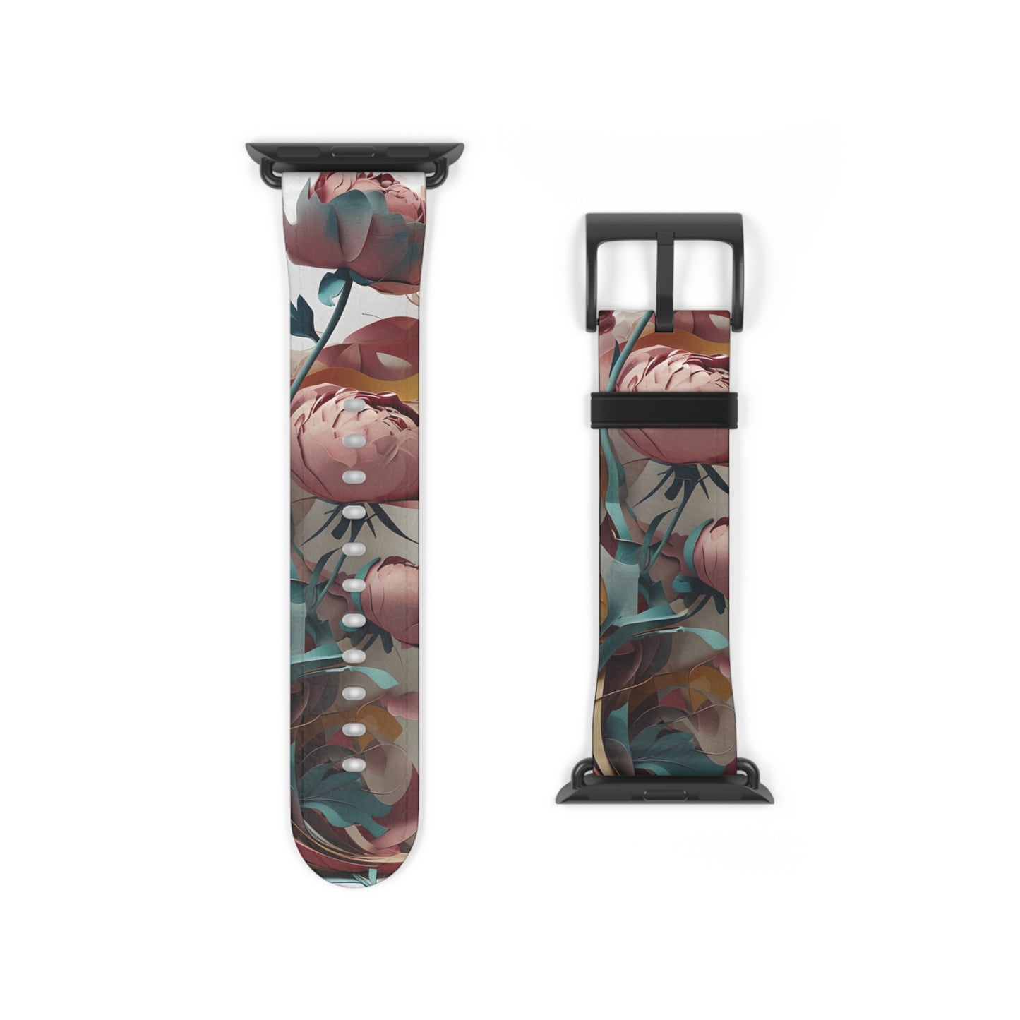 Blushing Peony Veil Apple Watch Band Strap - Romantic Floral design