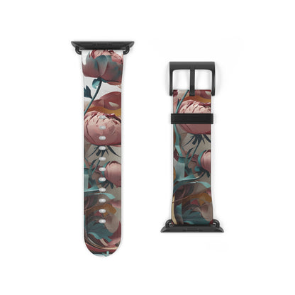 Blushing Peony Veil Apple Watch Band Strap - Romantic Floral design