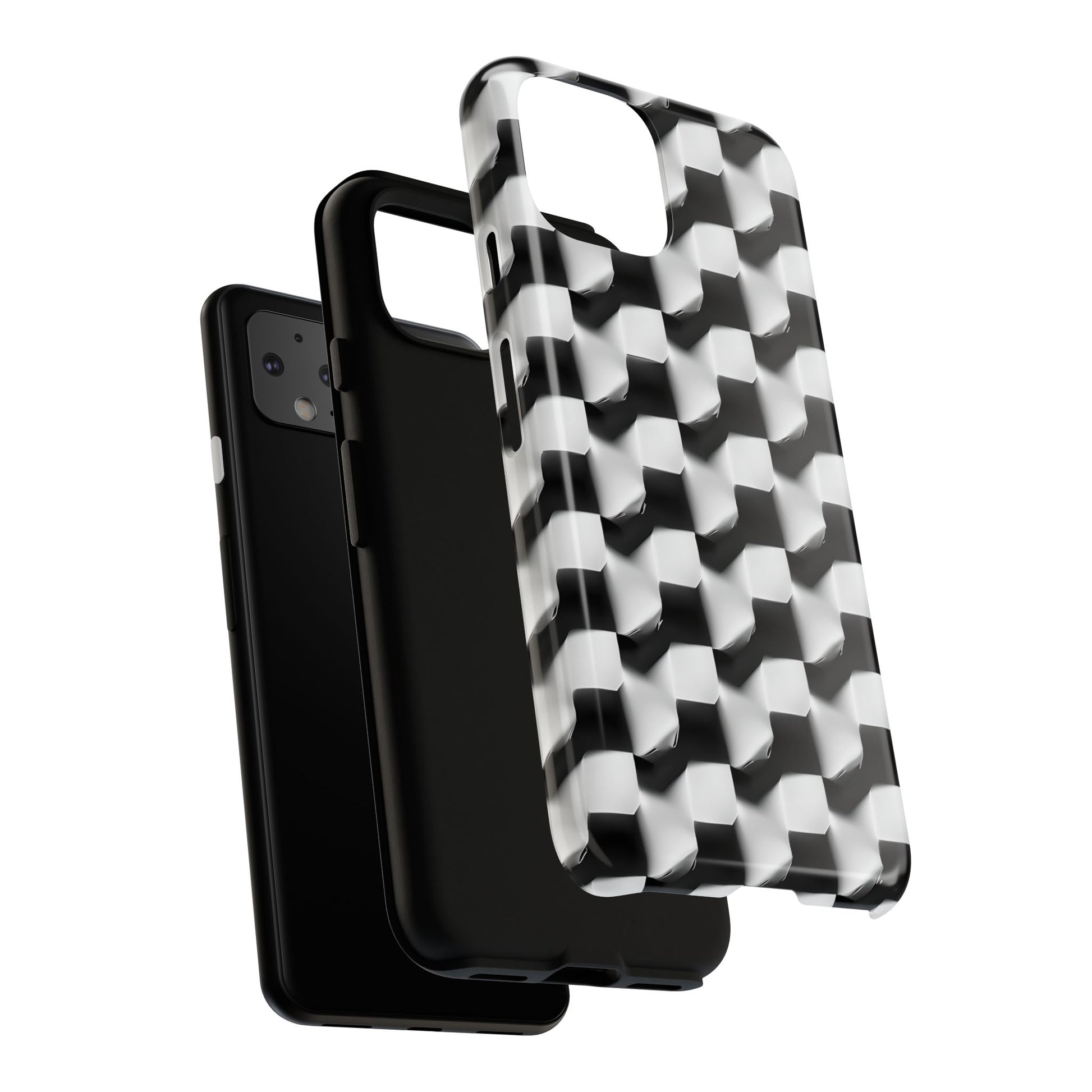 Monochrome Grid Tough Case for Google Pixel 4 - Classic Checkerboard, Black & White, Minimalist Trend