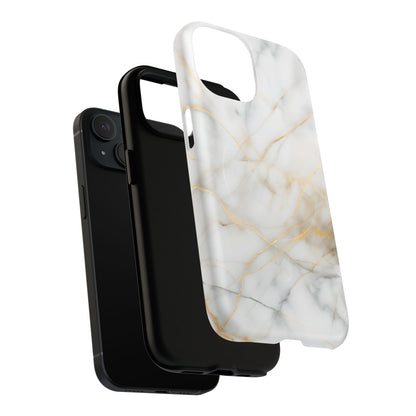 Golden Vein iPhone MagSafe Phone Case -White Neutral Marble Design