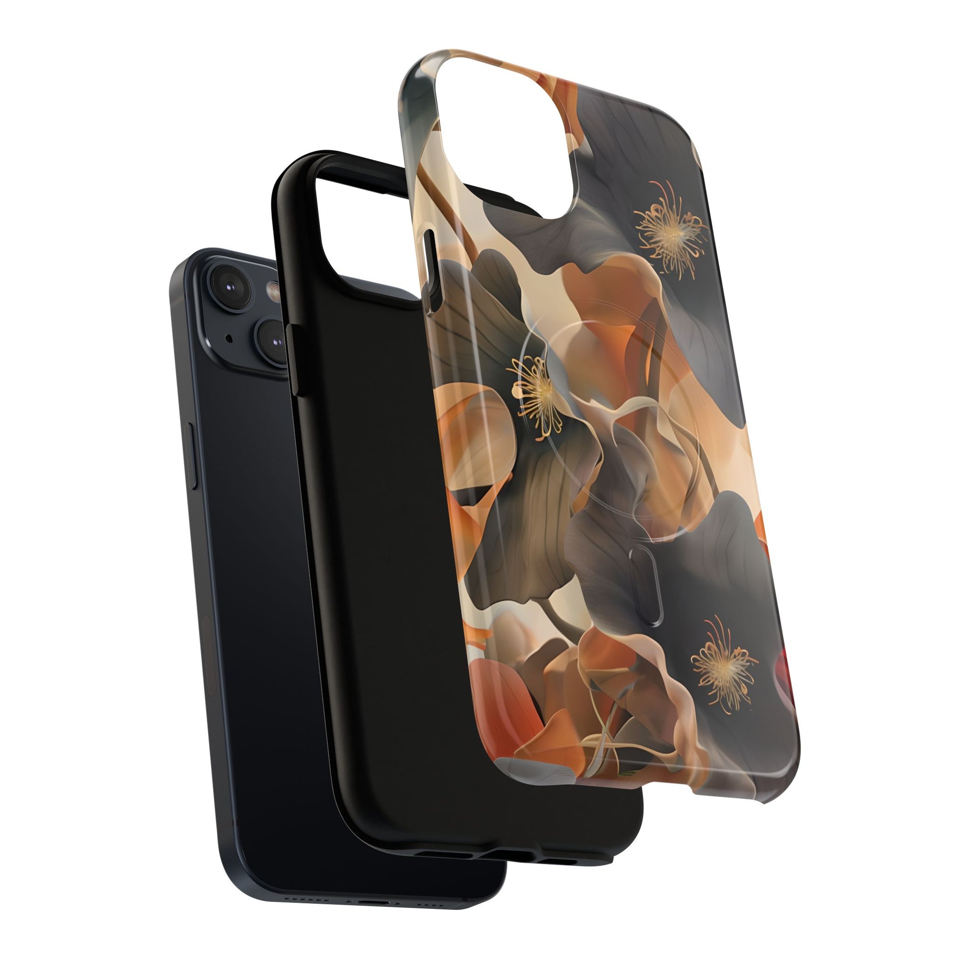 Autumn Ember - Moody Floral Art iPhone 14 Plus MagSafe Phone Case -Warm Earthy Botanical Design