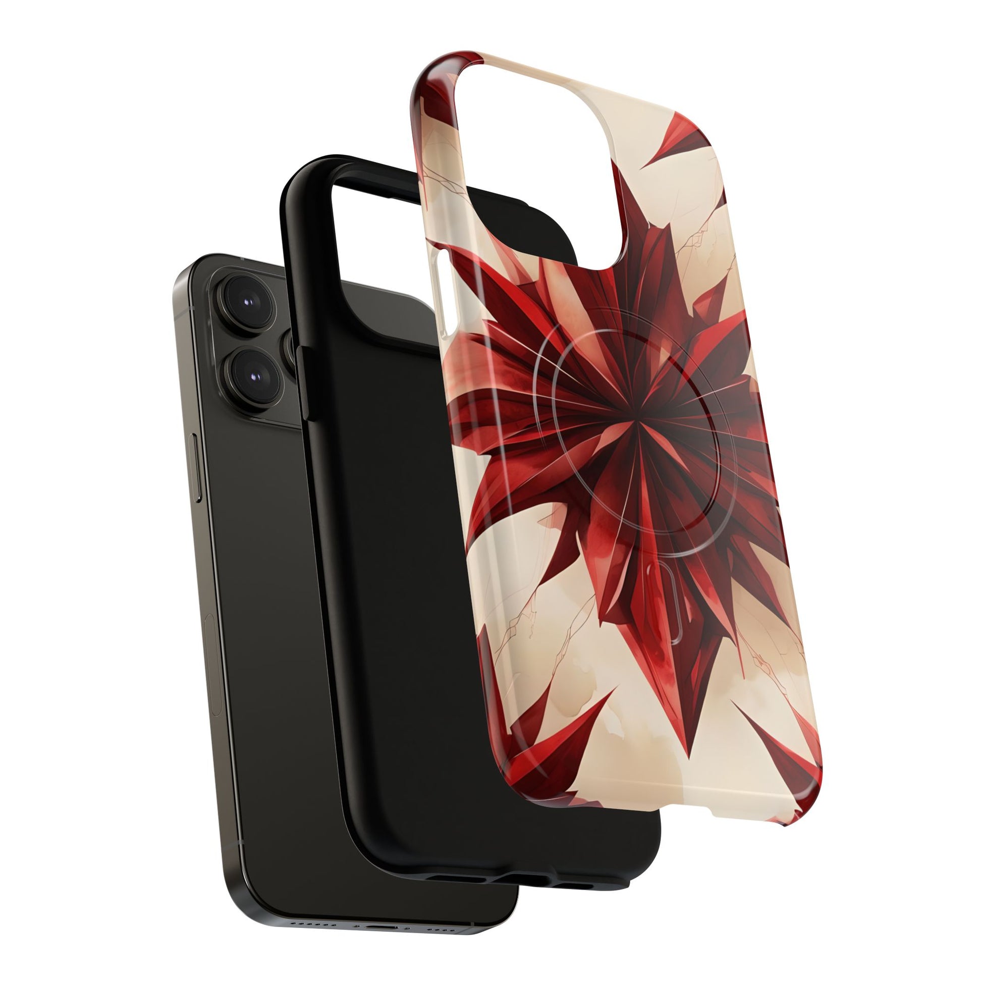 Ruby Compass iPhone 14 Pro Max MagSafe Phone Case - Bold Red Modern Design